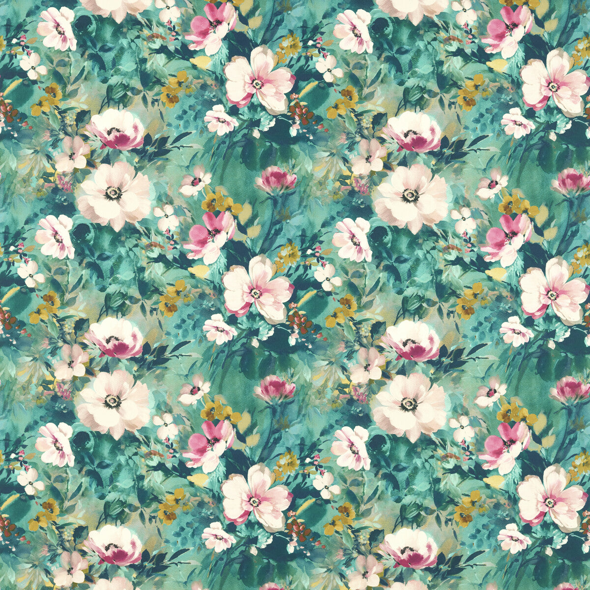 Rugosa fabric in kingfisher color - pattern F1579/01.CAC.0 - by Clarke And Clarke in the Floral Flourish By Studio G For C&C collection