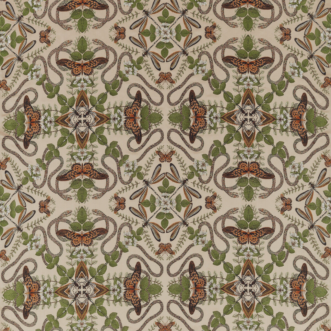 Emerald Forest fabric in blush jacquard color - pattern F1581/01.CAC.0 - by Clarke And Clarke in the Clarke &amp; Clarke Botanical Wonders Fabric collection
