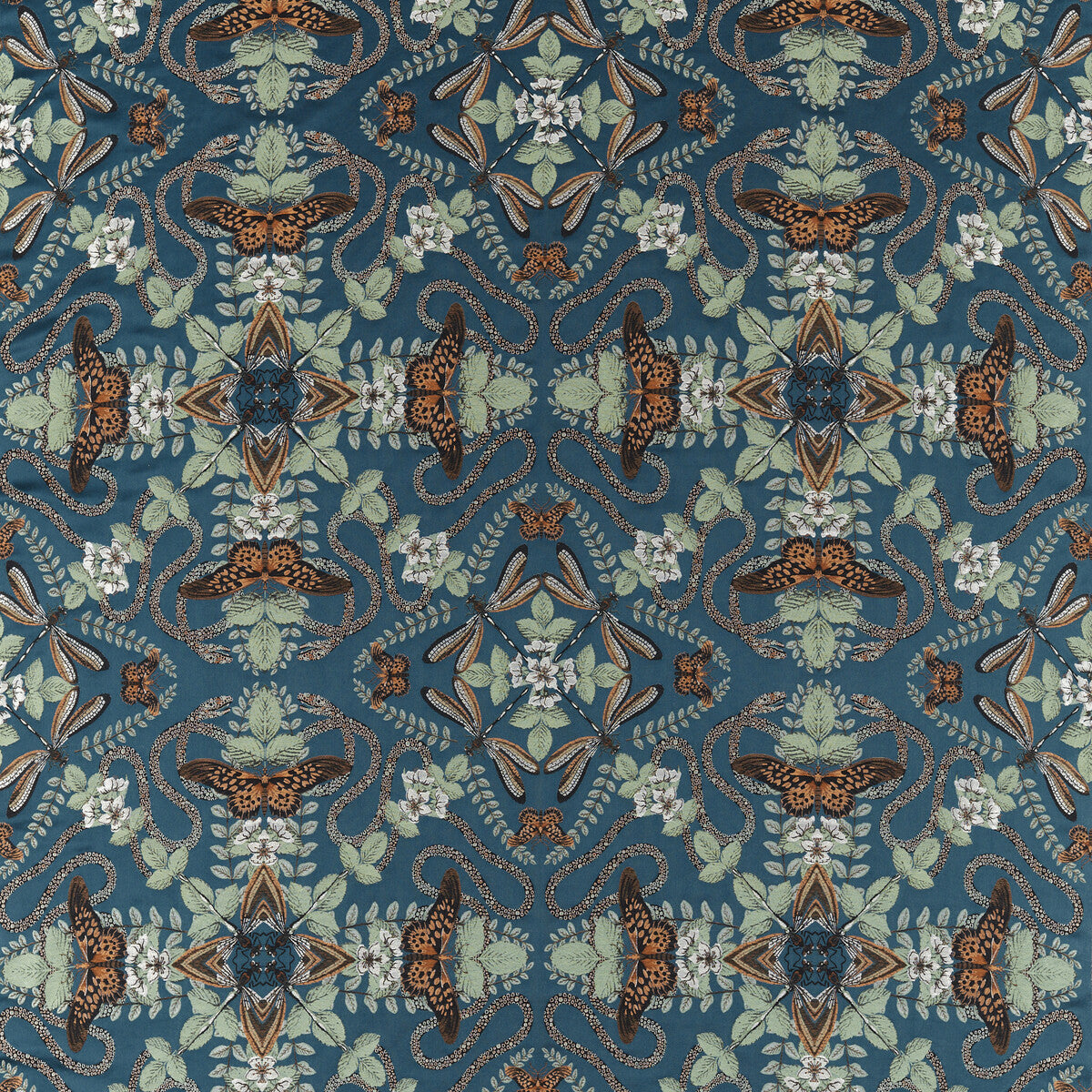 Emerald Forest fabric in midnight jacquard color - pattern F1581/02.CAC.0 - by Clarke And Clarke in the Clarke & Clarke Botanical Wonders Fabric collection