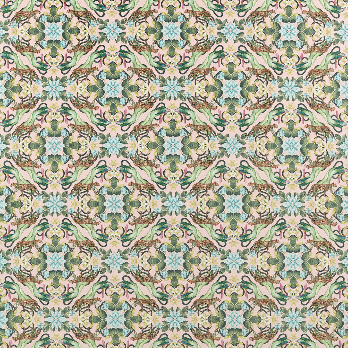 Menagerie fabric in blush velvet color - pattern F1587/01.CAC.0 - by Clarke And Clarke in the Clarke & Clarke Botanical Wonders Fabric collection