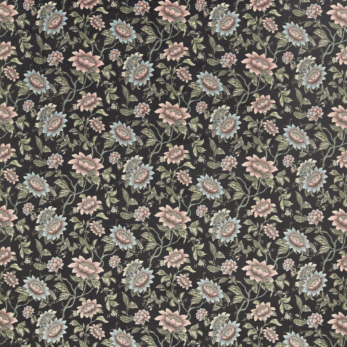 Tonquin fabric in noir velvet color - pattern F1590/02.CAC.0 - by Clarke And Clarke in the Clarke & Clarke Botanical Wonders Fabric collection