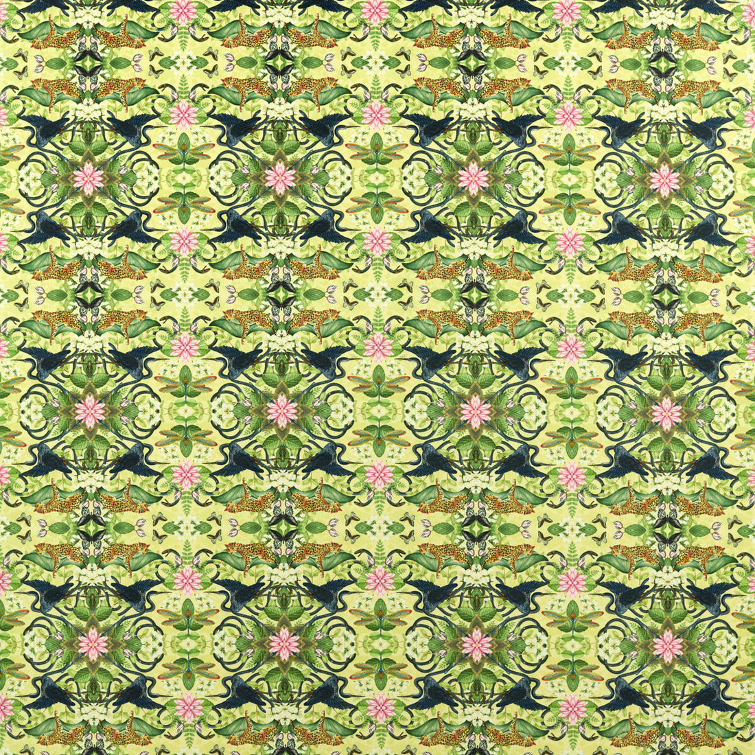 Wonderlust Tea Story fabric in citron velvet color - pattern F1592/01.CAC.0 - by Clarke And Clarke in the Clarke &amp; Clarke Botanical Wonders Fabric collection