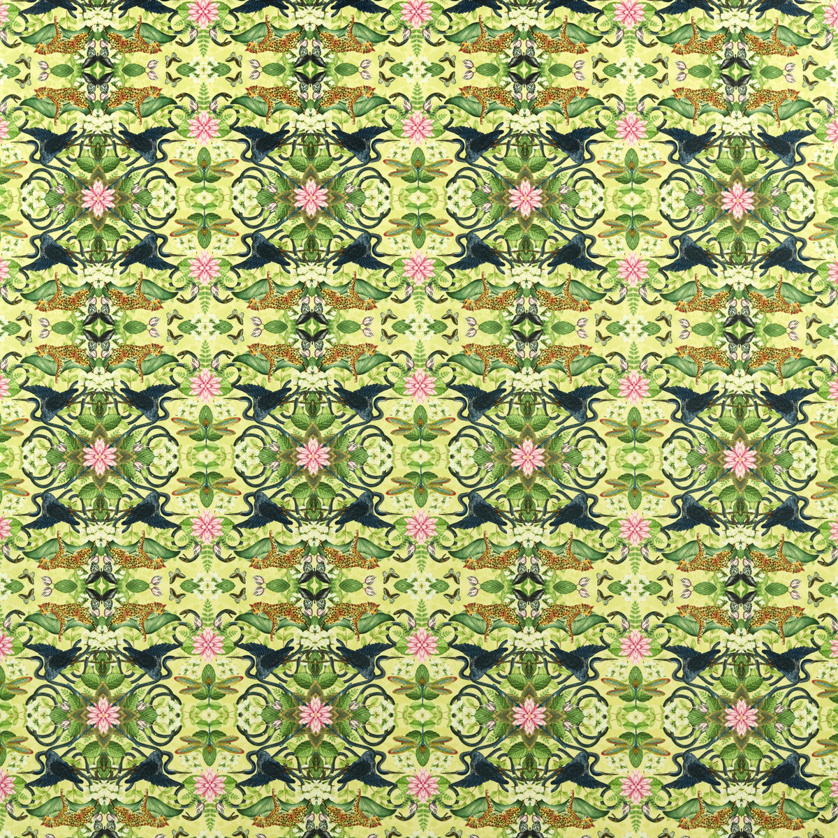 Wonderlust Tea Story fabric in citron velvet color - pattern F1592/01.CAC.0 - by Clarke And Clarke in the Clarke & Clarke Botanical Wonders Fabric collection