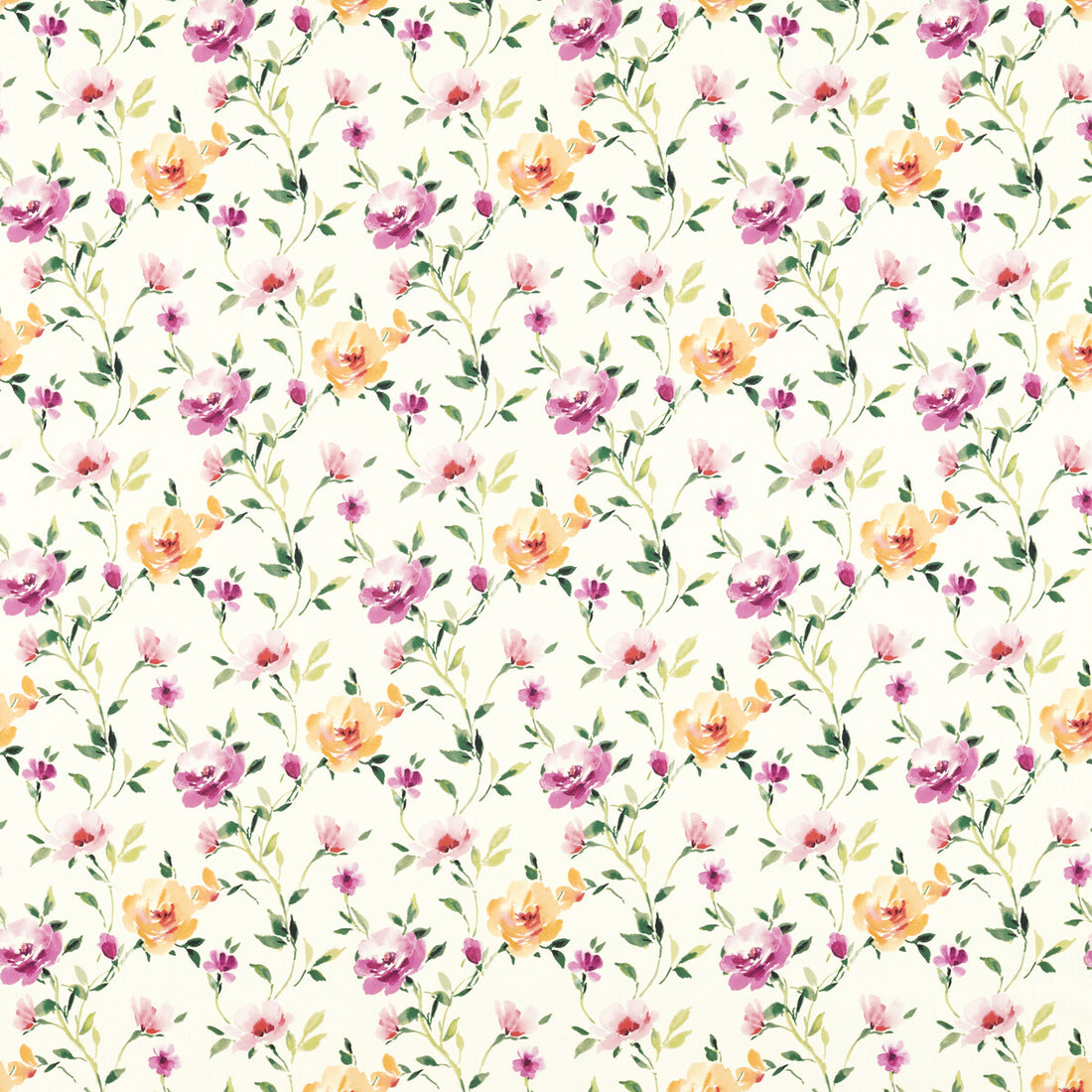 Serena fabric in summer color - pattern F1593/04.CAC.0 - by Clarke And Clarke in the Floral Flourish By Studio G For C&amp;C collection