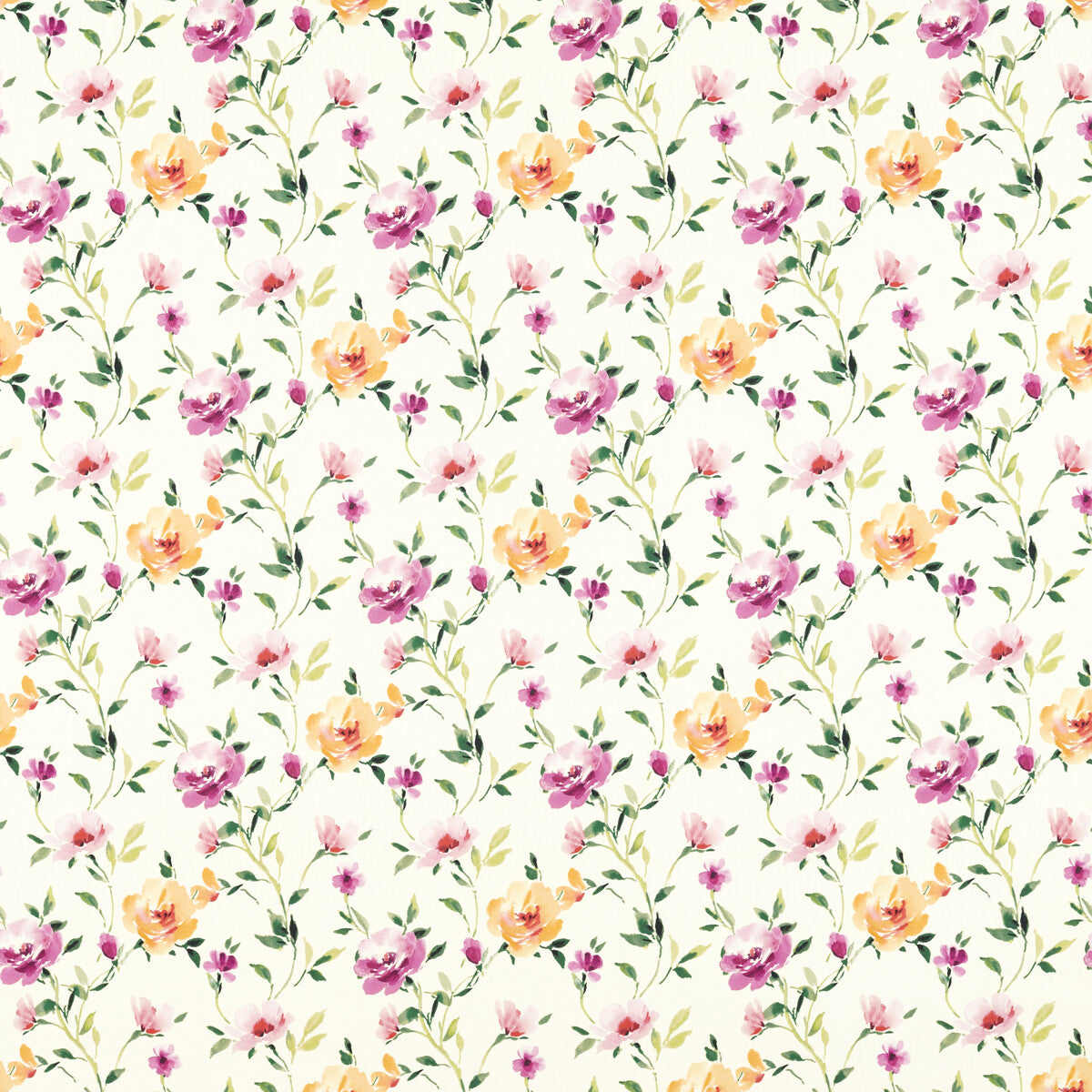 Serena fabric in summer color - pattern F1593/04.CAC.0 - by Clarke And Clarke in the Floral Flourish By Studio G For C&C collection