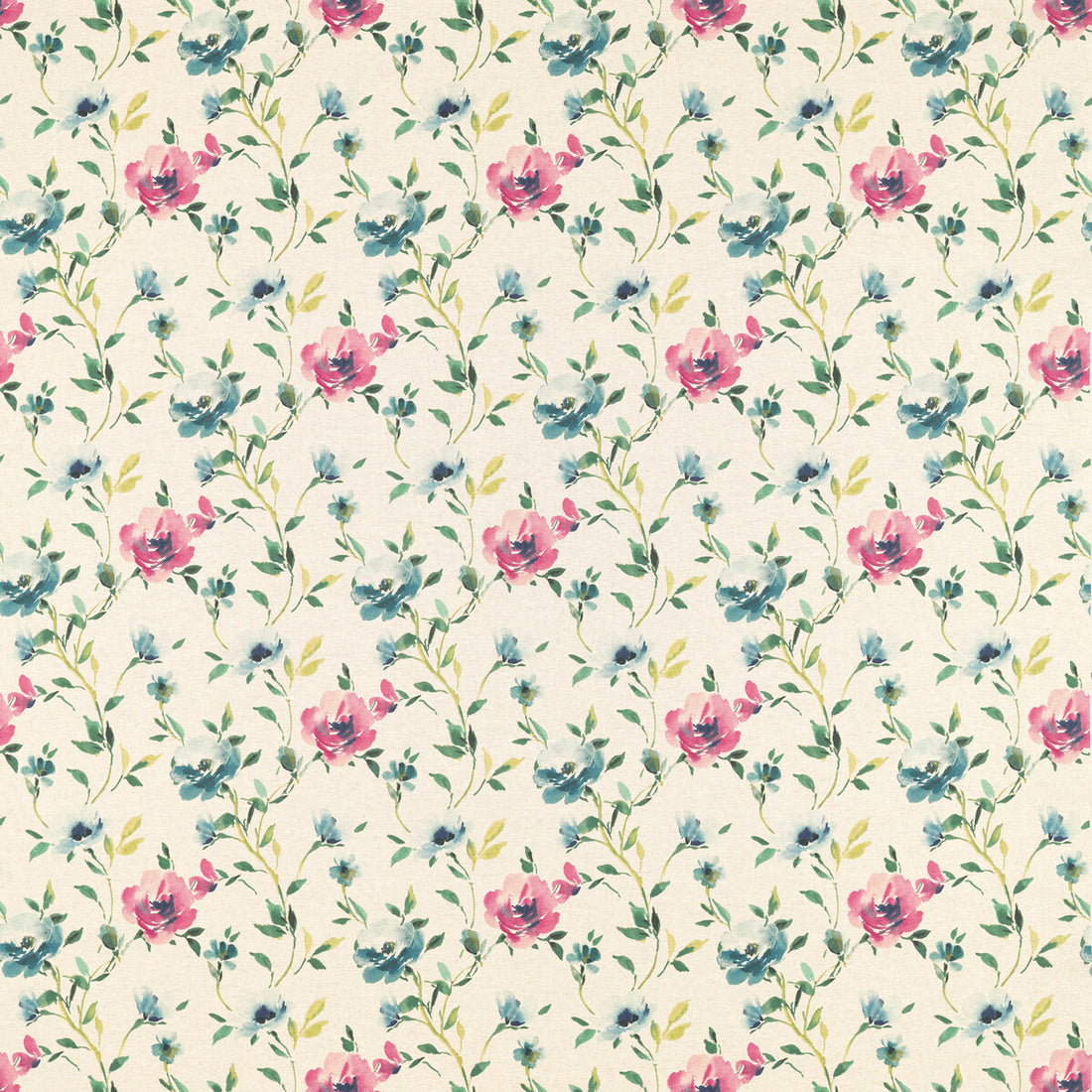 Serena fabric in linen/forest linen color - pattern F1594/01.CAC.0 - by Clarke And Clarke in the Floral Flourish By Studio G For C&amp;C collection