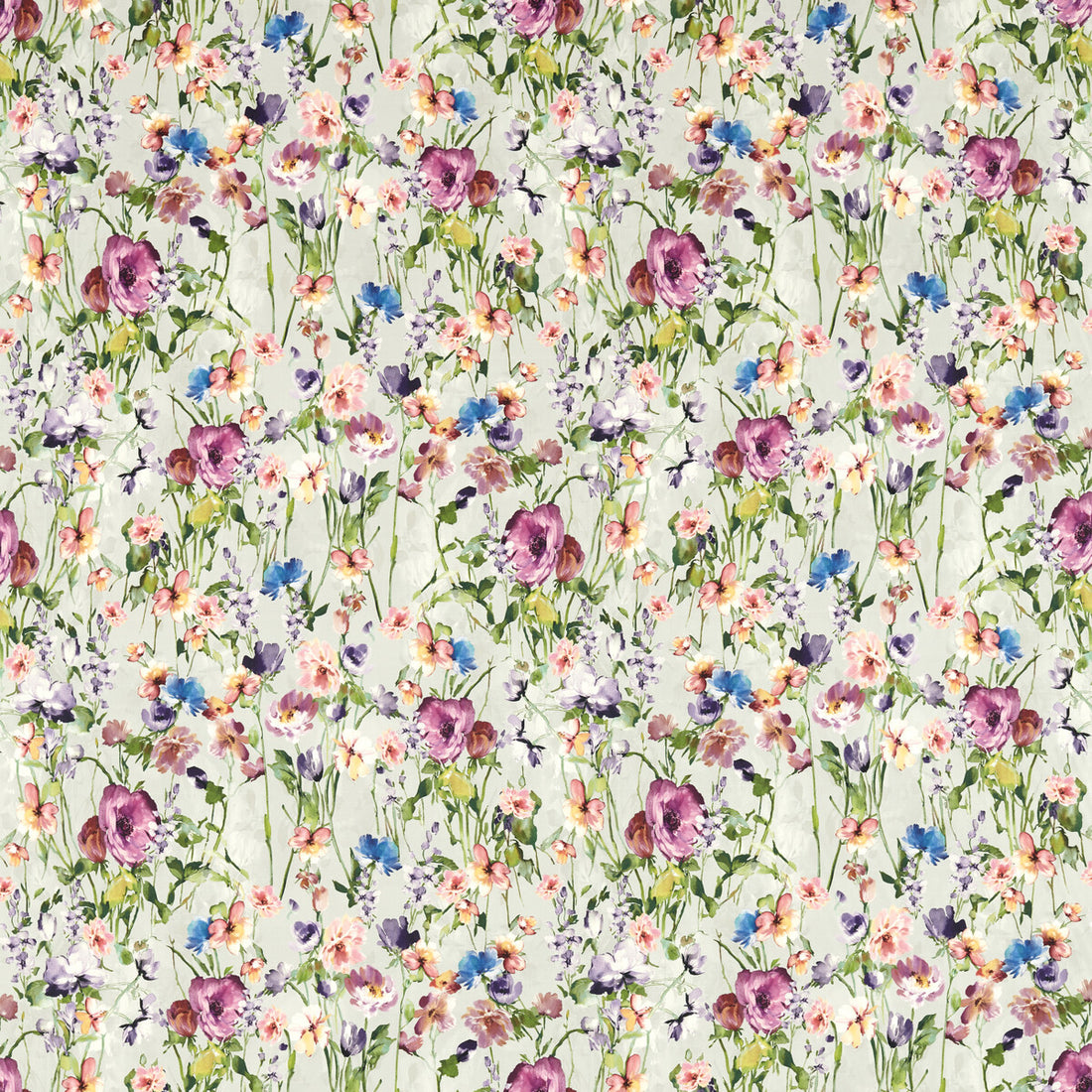 Wild Meadow fabric in damson color - pattern F1596/02.CAC.0 - by Clarke And Clarke in the Floral Flourish By Studio G For C&amp;C collection