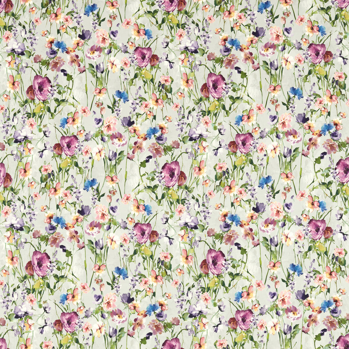 Wild Meadow fabric in damson color - pattern F1596/02.CAC.0 - by Clarke And Clarke in the Floral Flourish By Studio G For C&C collection