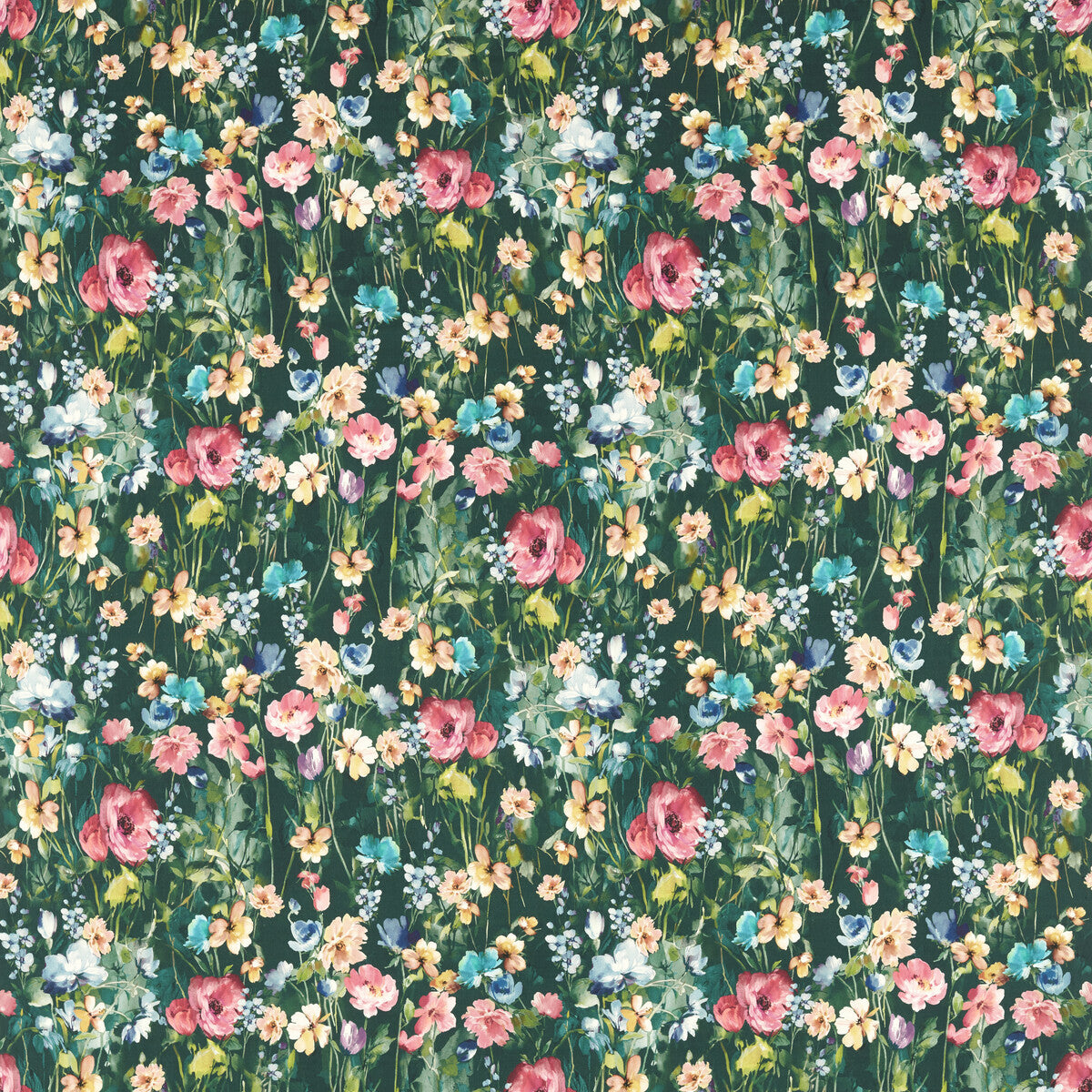 Wild Meadow fabric in forest color - pattern F1596/03.CAC.0 - by Clarke And Clarke in the Floral Flourish By Studio G For C&C collection