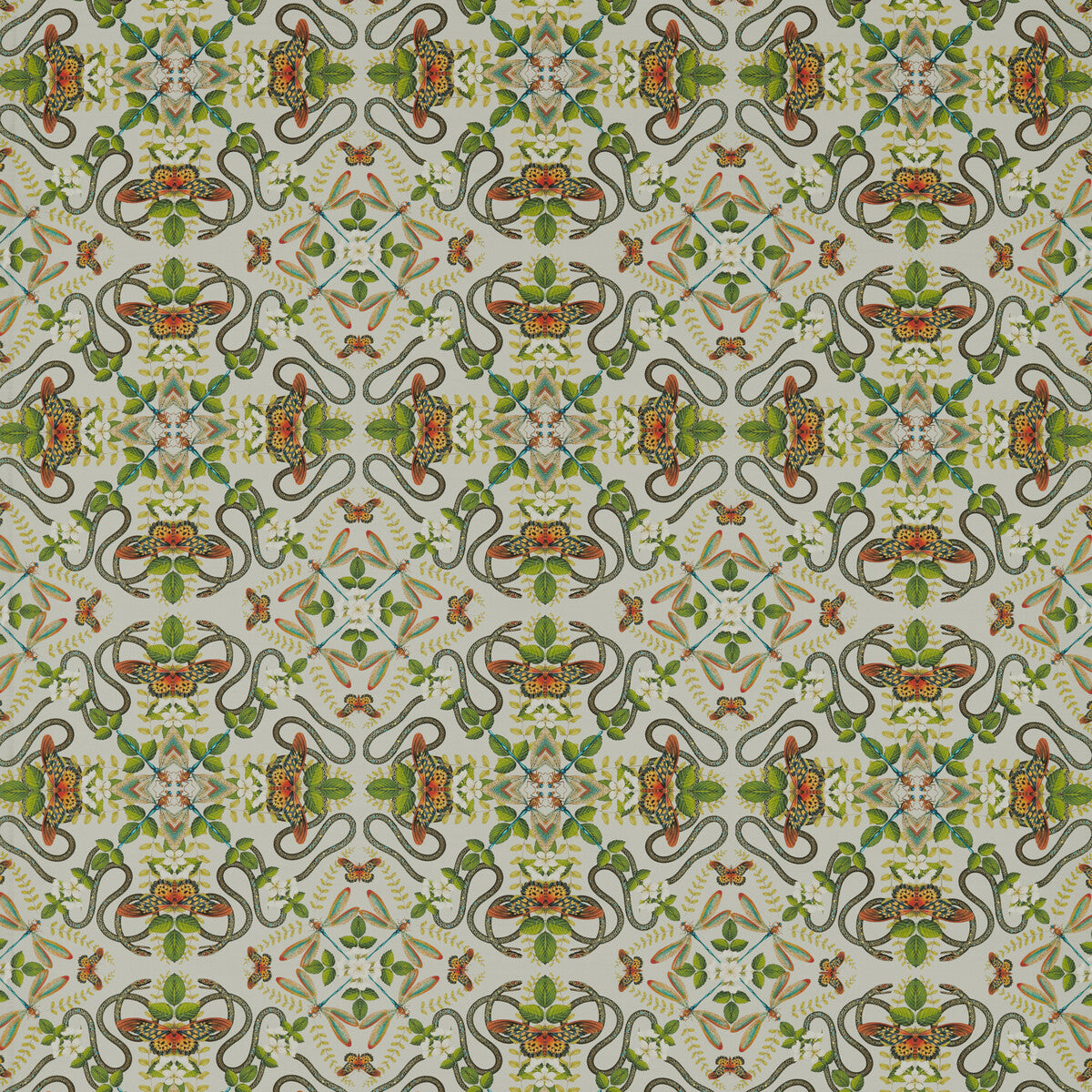 Emerald Forest fabric in smoke linen color - pattern F1599/02.CAC.0 - by Clarke And Clarke in the Clarke & Clarke Botanical Wonders Fabric collection