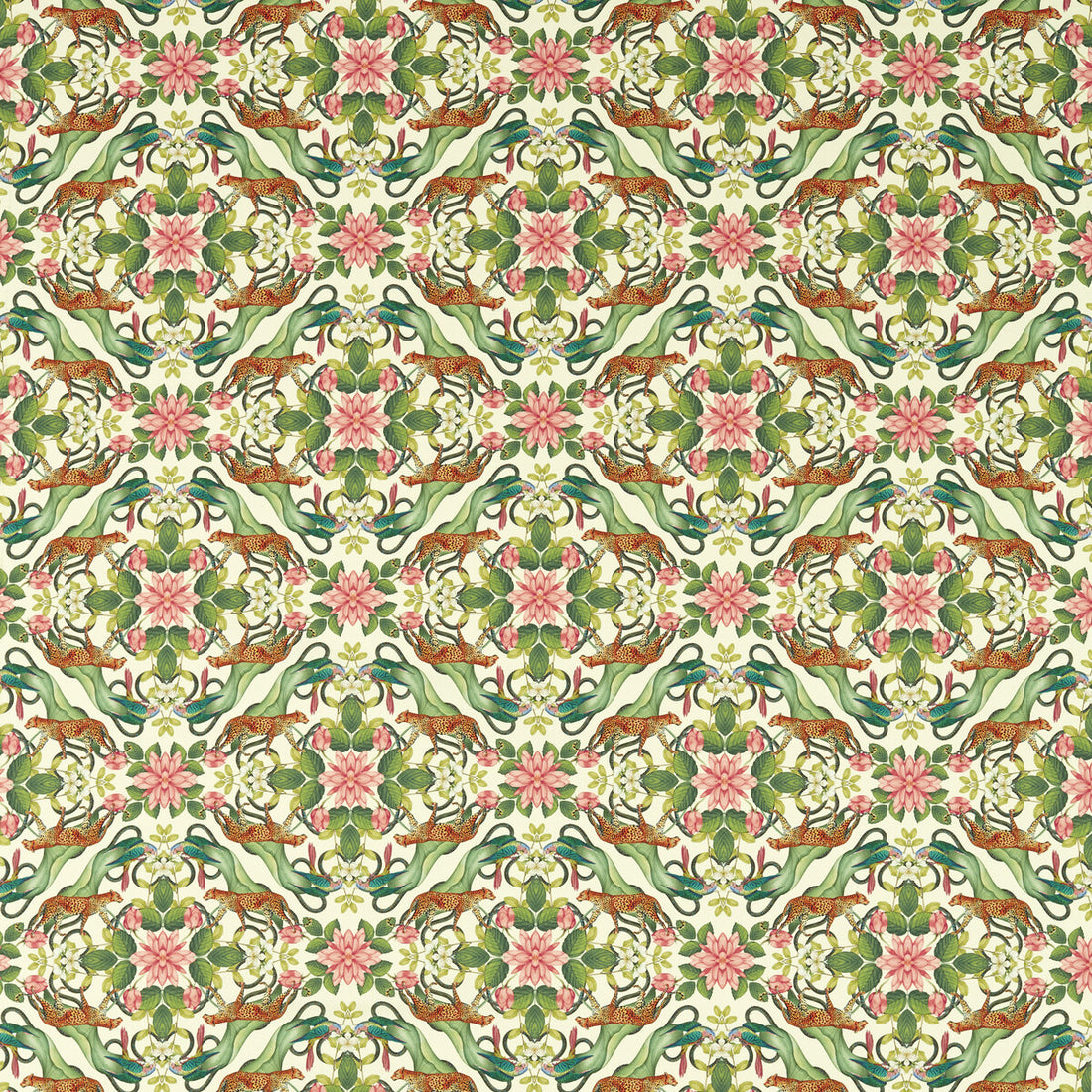 Menagerie fabric in ivory color - pattern F1601/02.CAC.0 - by Clarke And Clarke in the Clarke &amp; Clarke Botanical Wonders Fabric collection