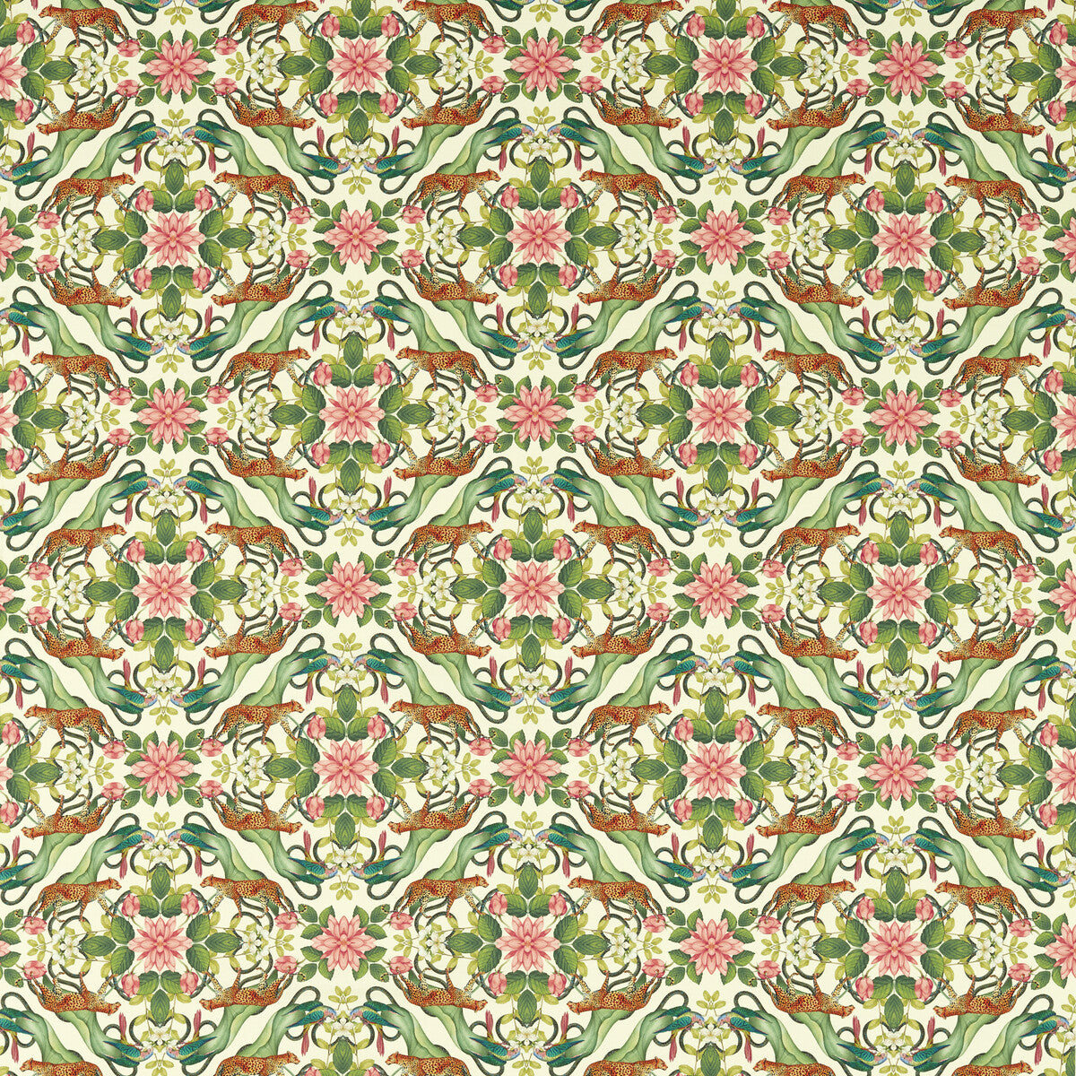 Menagerie fabric in ivory color - pattern F1601/02.CAC.0 - by Clarke And Clarke in the Clarke &amp; Clarke Botanical Wonders Fabric collection