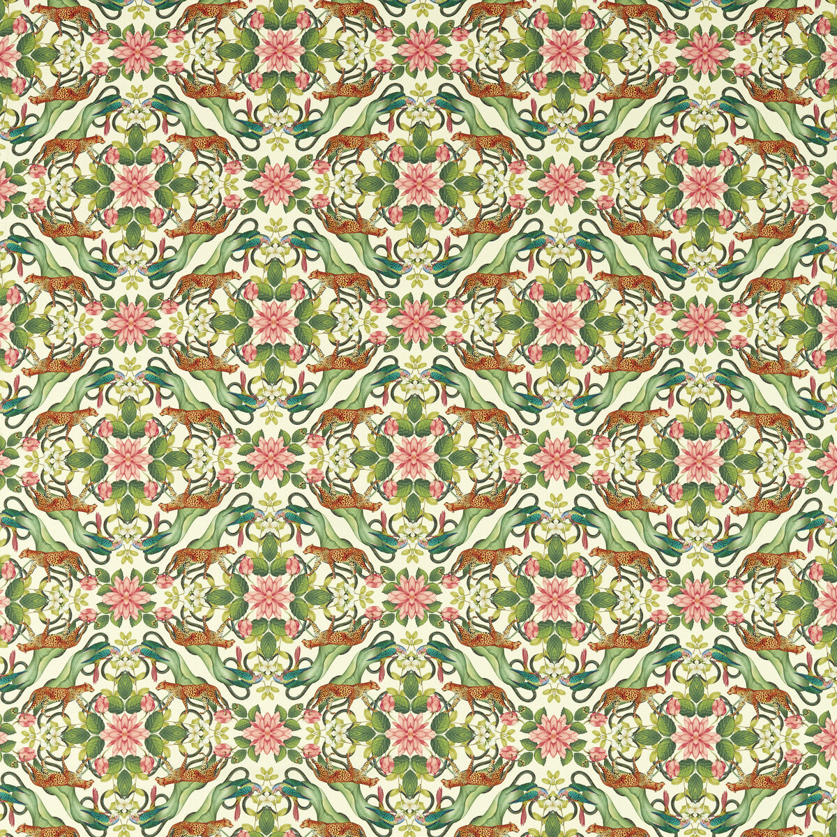 Menagerie fabric in ivory color - pattern F1601/02.CAC.0 - by Clarke And Clarke in the Clarke & Clarke Botanical Wonders Fabric collection