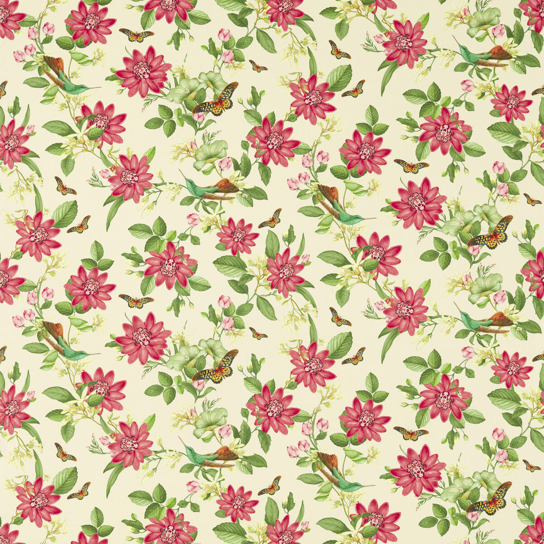 Pink Lotus fabric in ivory color - pattern F1602/01.CAC.0 - by Clarke And Clarke in the Clarke &amp; Clarke Botanical Wonders Fabric collection