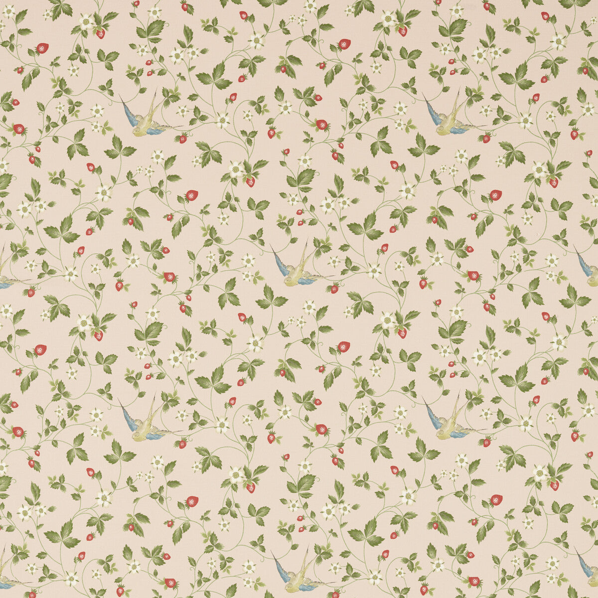 Wild Strawberry fabric in blush linen color - pattern F1606/01.CAC.0 - by Clarke And Clarke in the Clarke & Clarke Botanical Wonders Fabric collection
