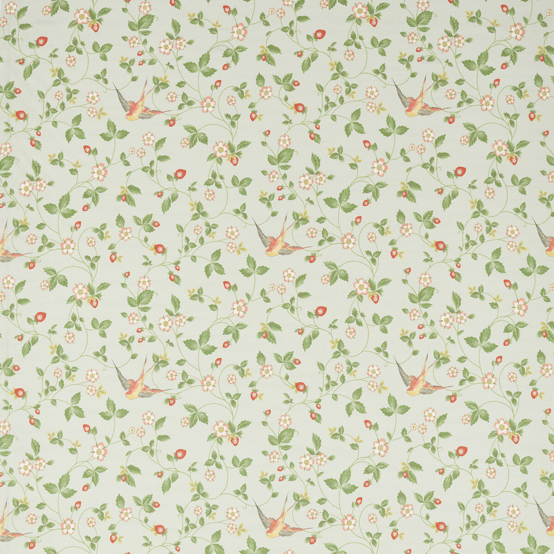 Wild Strawberry fabric in dove linen color - pattern F1606/02.CAC.0 - by Clarke And Clarke in the Clarke &amp; Clarke Botanical Wonders Fabric collection