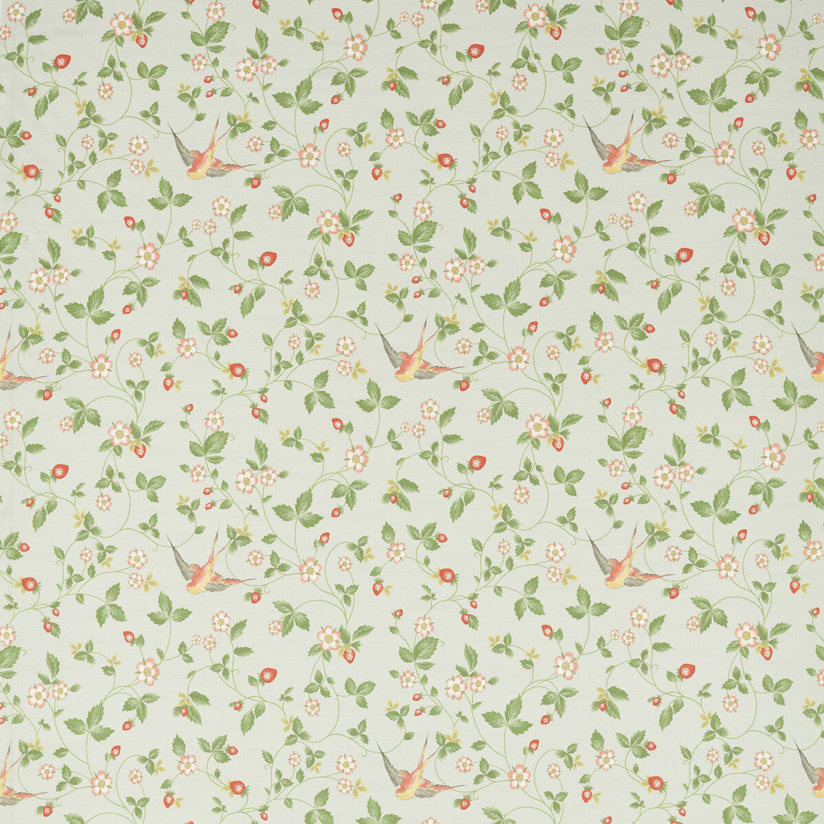 Wild Strawberry fabric in dove linen color - pattern F1606/02.CAC.0 - by Clarke And Clarke in the Clarke & Clarke Botanical Wonders Fabric collection