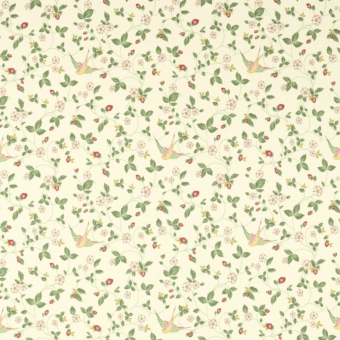 Wild Strawberry fabric in ivory linen color - pattern F1606/03.CAC.0 - by Clarke And Clarke in the Clarke &amp; Clarke Botanical Wonders Fabric collection