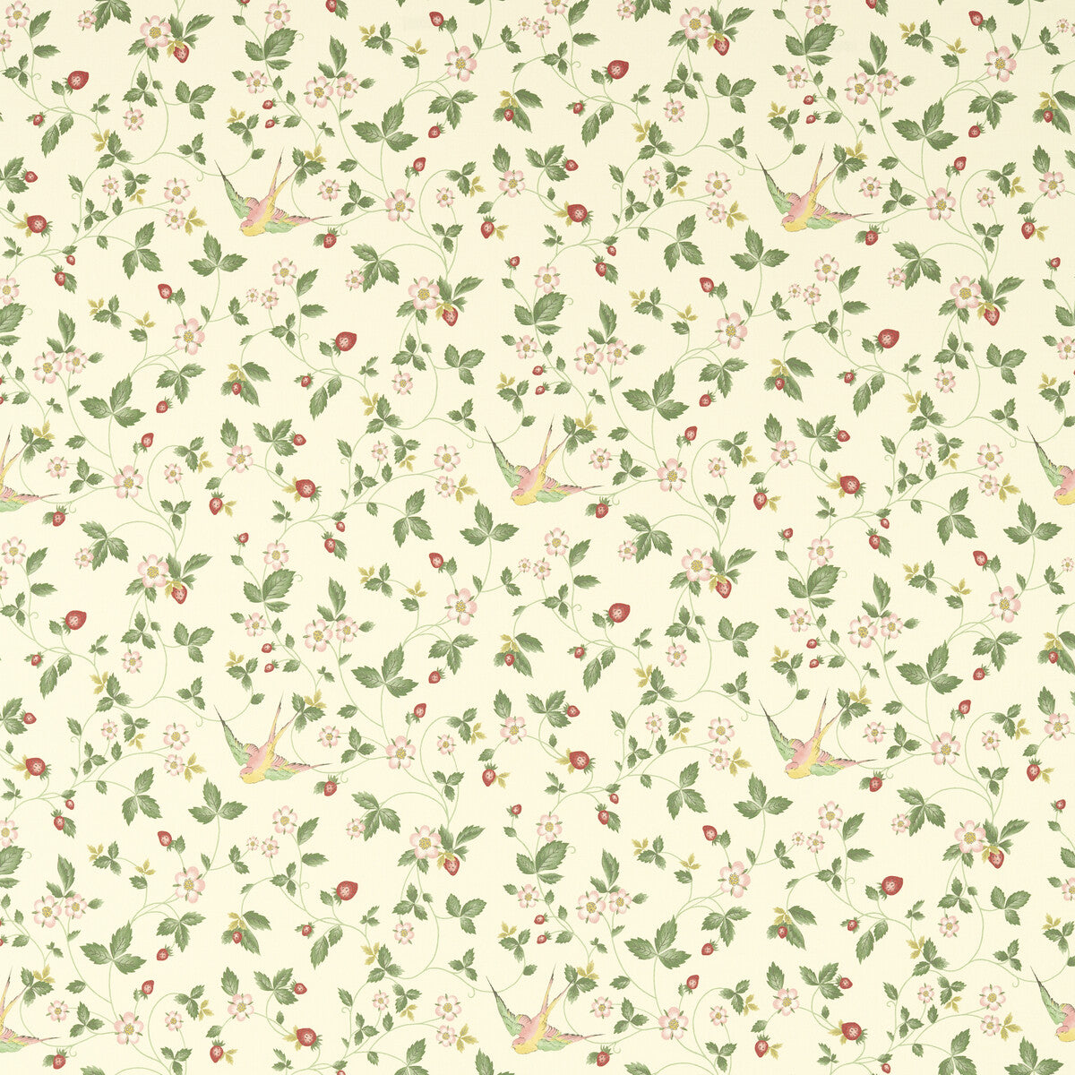 Wild Strawberry fabric in ivory linen color - pattern F1606/03.CAC.0 - by Clarke And Clarke in the Clarke & Clarke Botanical Wonders Fabric collection