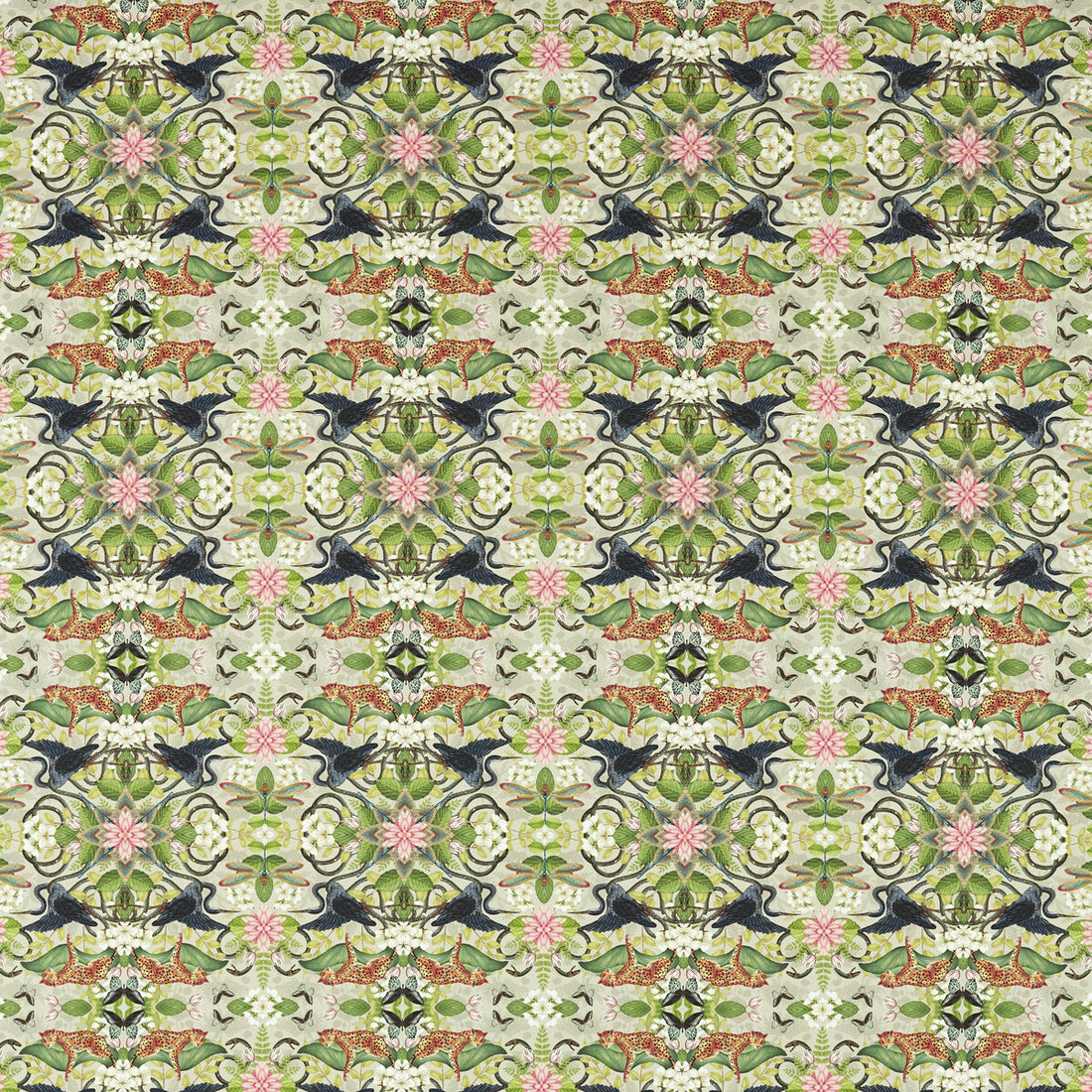 Wonderlust Tea Story fabric in dove color - pattern F1607/01.CAC.0 - by Clarke And Clarke in the Clarke &amp; Clarke Botanical Wonders Fabric collection