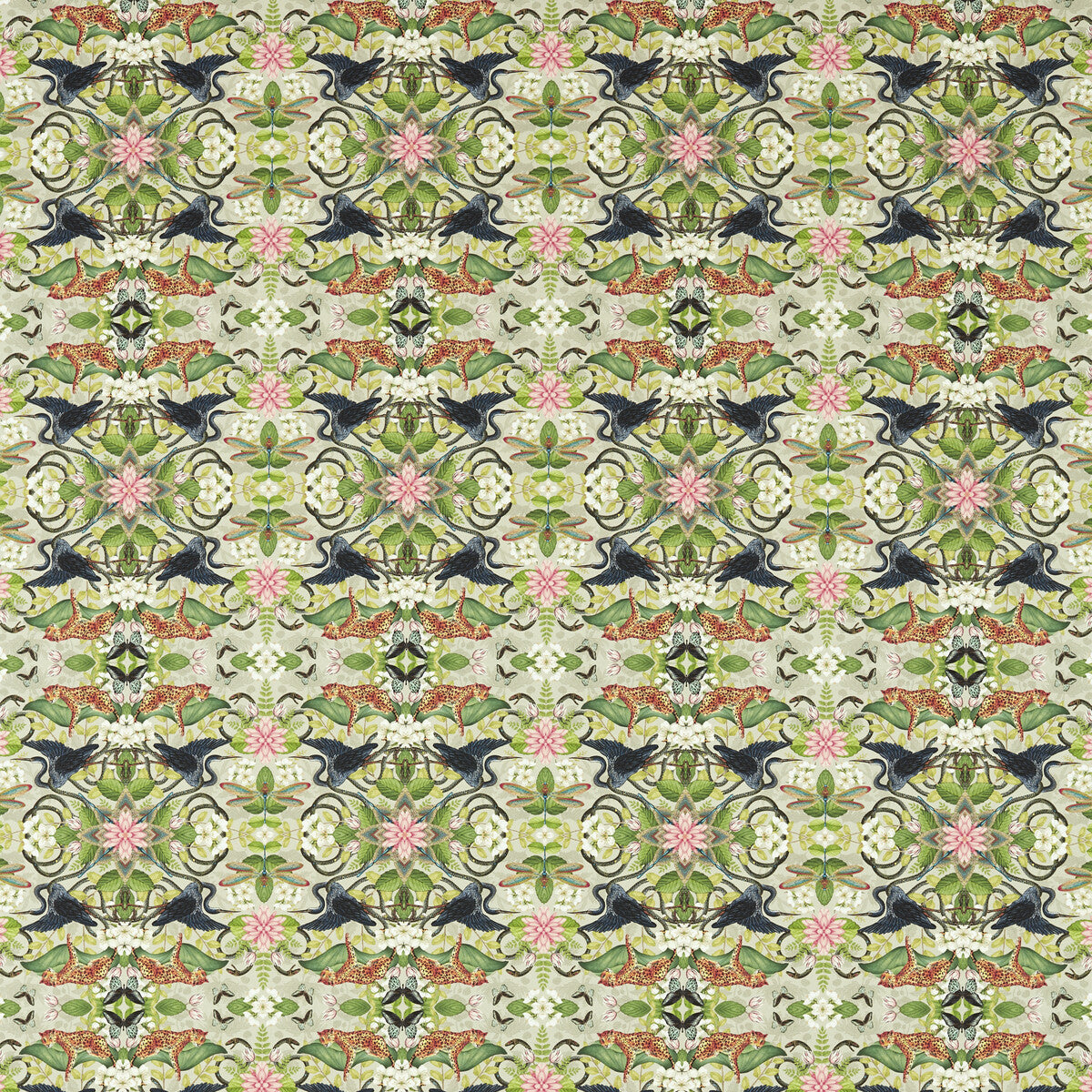 Wonderlust Tea Story fabric in dove color - pattern F1607/01.CAC.0 - by Clarke And Clarke in the Clarke & Clarke Botanical Wonders Fabric collection