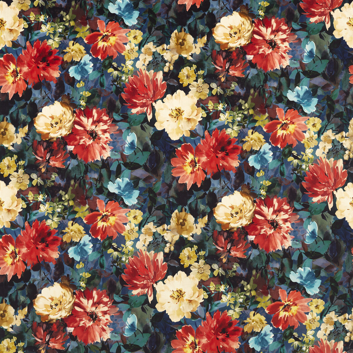 Tahiti fabric in midnight velvet color - pattern F1610/04.CAC.0 - by Clarke And Clarke in the Clarke & Clarke Exotica 2 collection