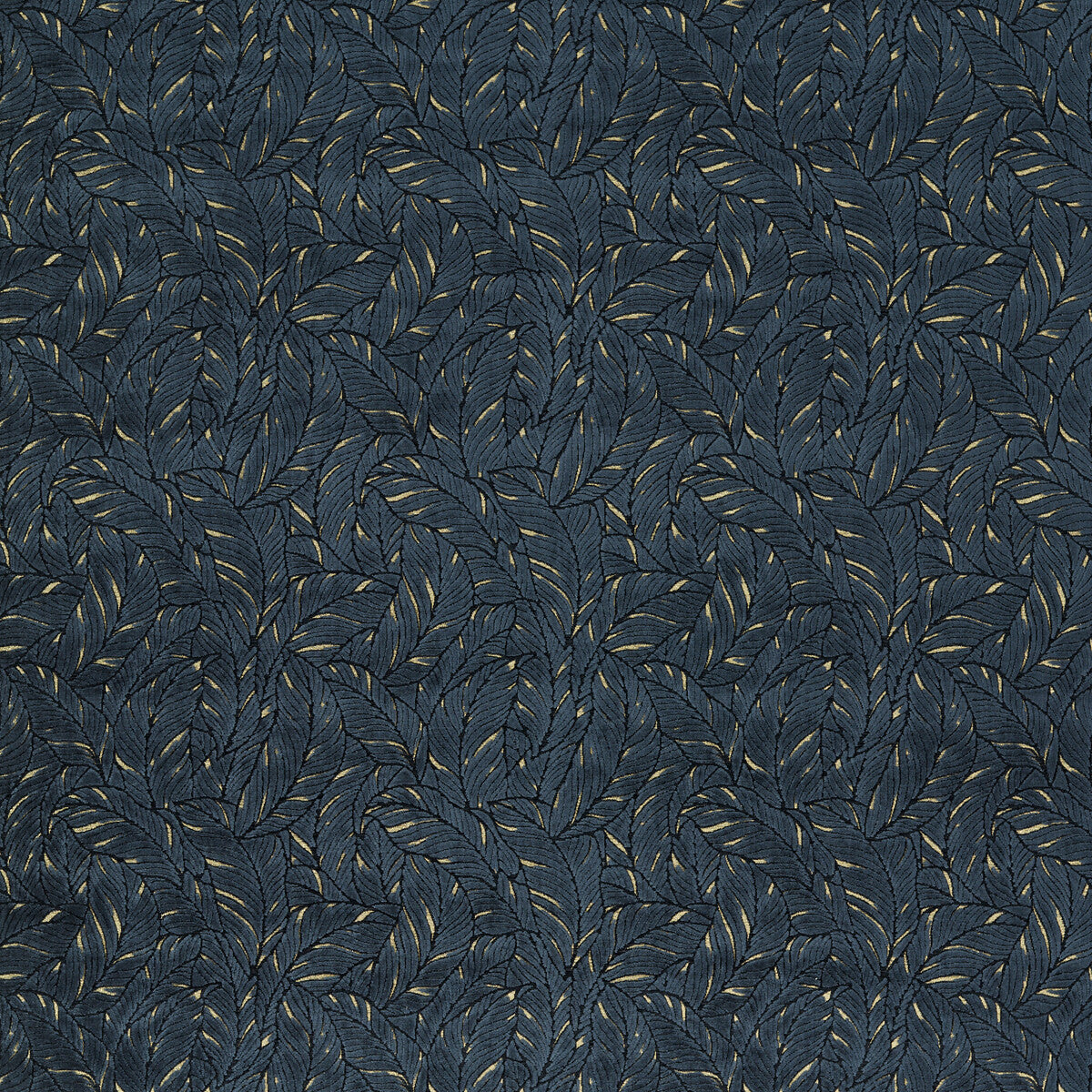 Selva fabric in midnight/gold velvet color - pattern F1611/04.CAC.0 - by Clarke And Clarke in the Clarke & Clarke Exotica 2 collection
