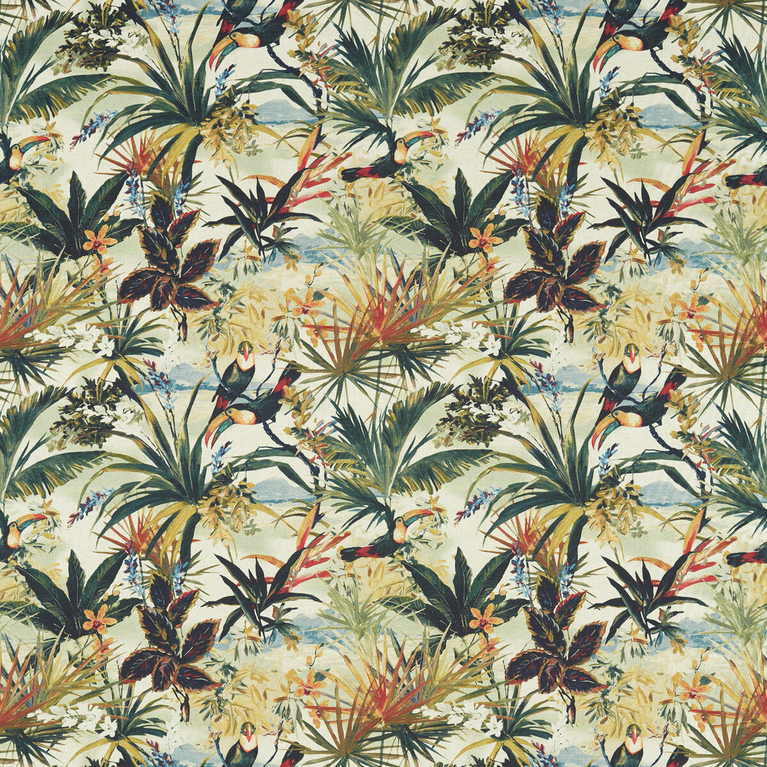 Toucan fabric in antique color - pattern F1614/01.CAC.0 - by Clarke And Clarke in the Clarke &amp; Clarke Exotica 2 collection