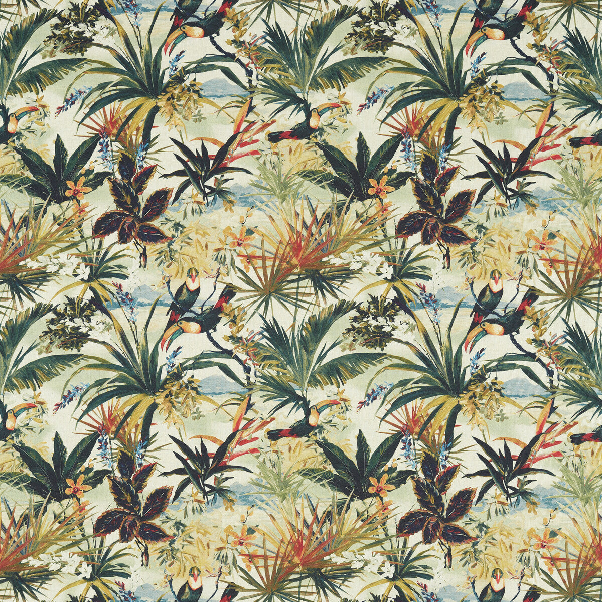 Toucan fabric in antique color - pattern F1614/01.CAC.0 - by Clarke And Clarke in the Clarke &amp; Clarke Exotica 2 collection