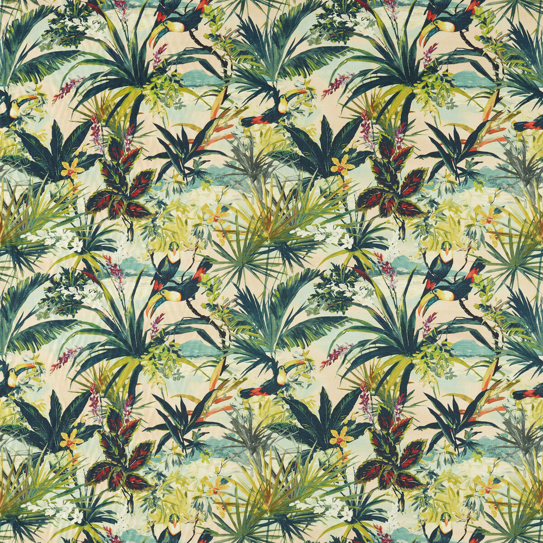 Toucan fabric in blush color - pattern F1614/02.CAC.0 - by Clarke And Clarke in the Clarke &amp; Clarke Exotica 2 collection