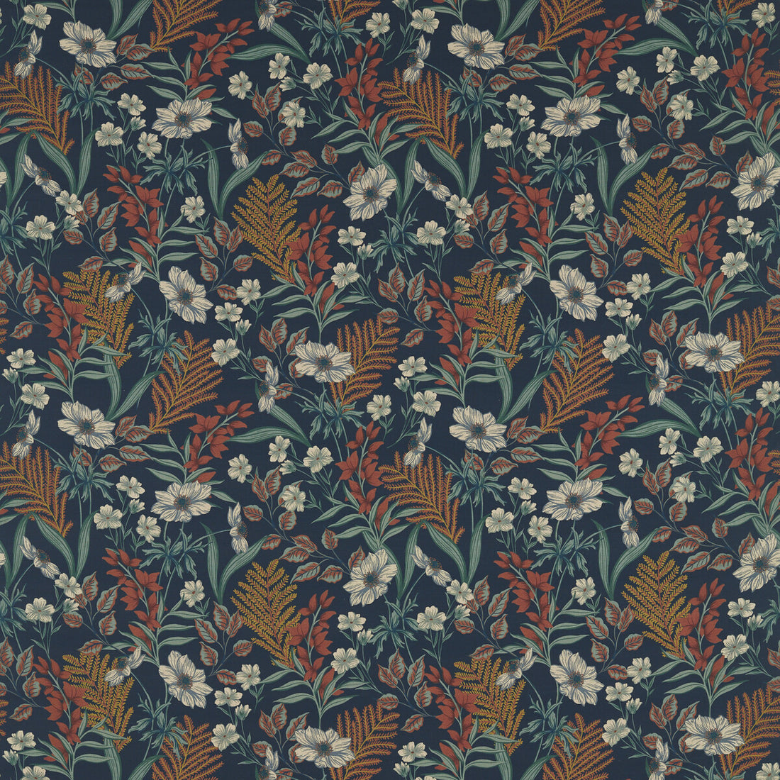 Hazelbury Linen fabric in midnight/spice color - pattern F1648/03.CAC.0 - by Clarke And Clarke in the Ferndene collection