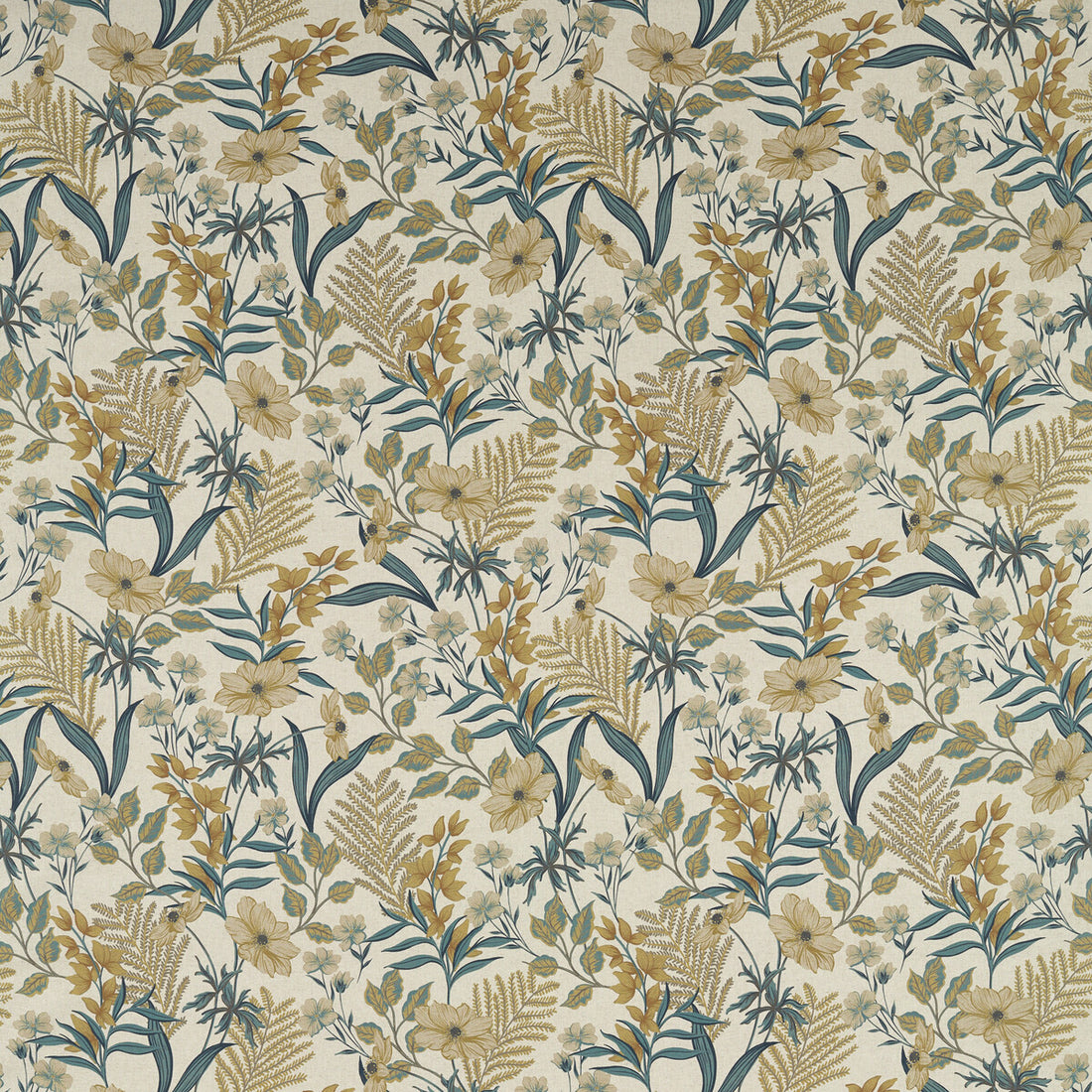 Hazelbury Linen fabric in ochre color - pattern F1648/04.CAC.0 - by Clarke And Clarke in the Ferndene collection