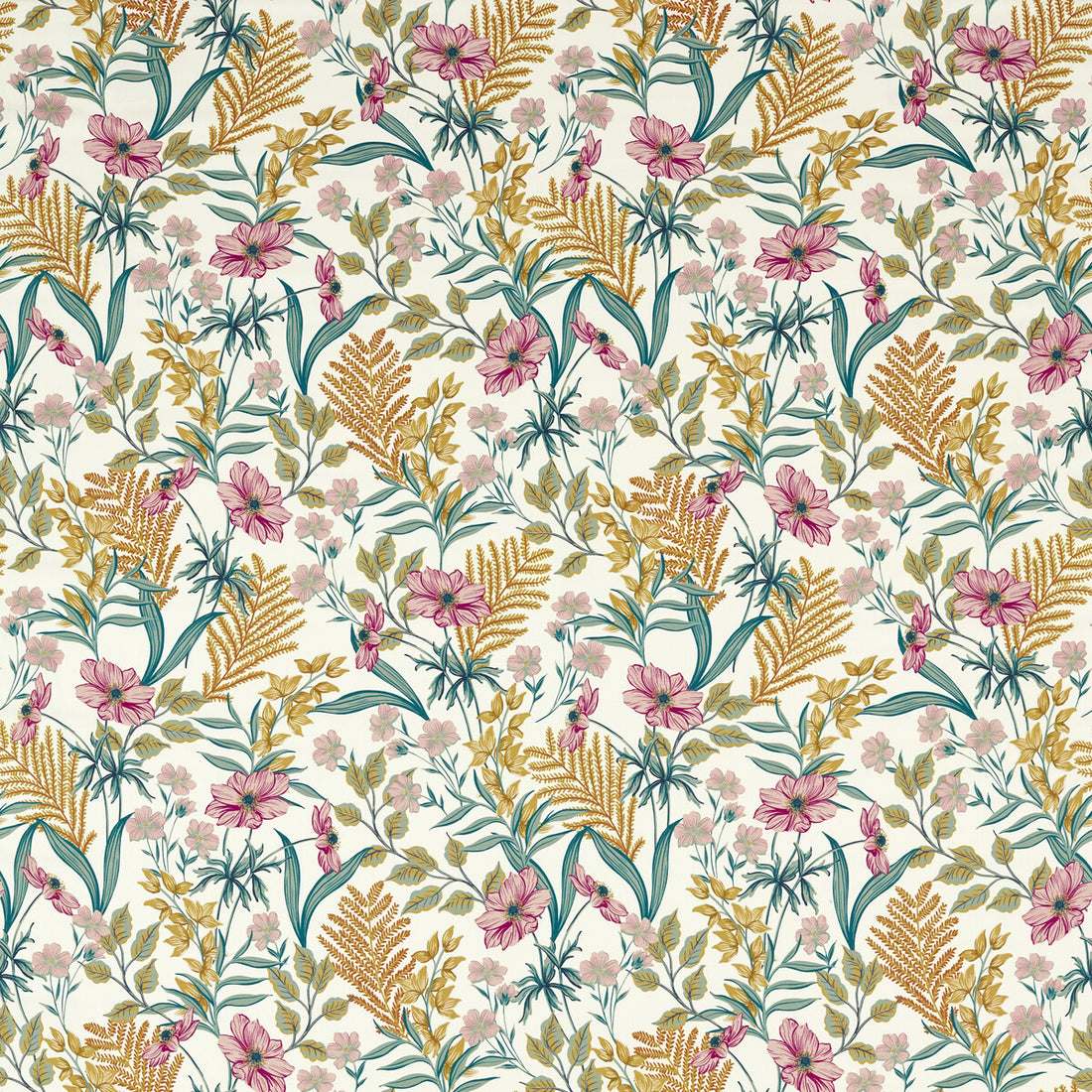 Hazelbury fabric in summer color - pattern F1650/03.CAC.0 - by Clarke And Clarke in the Ferndene collection