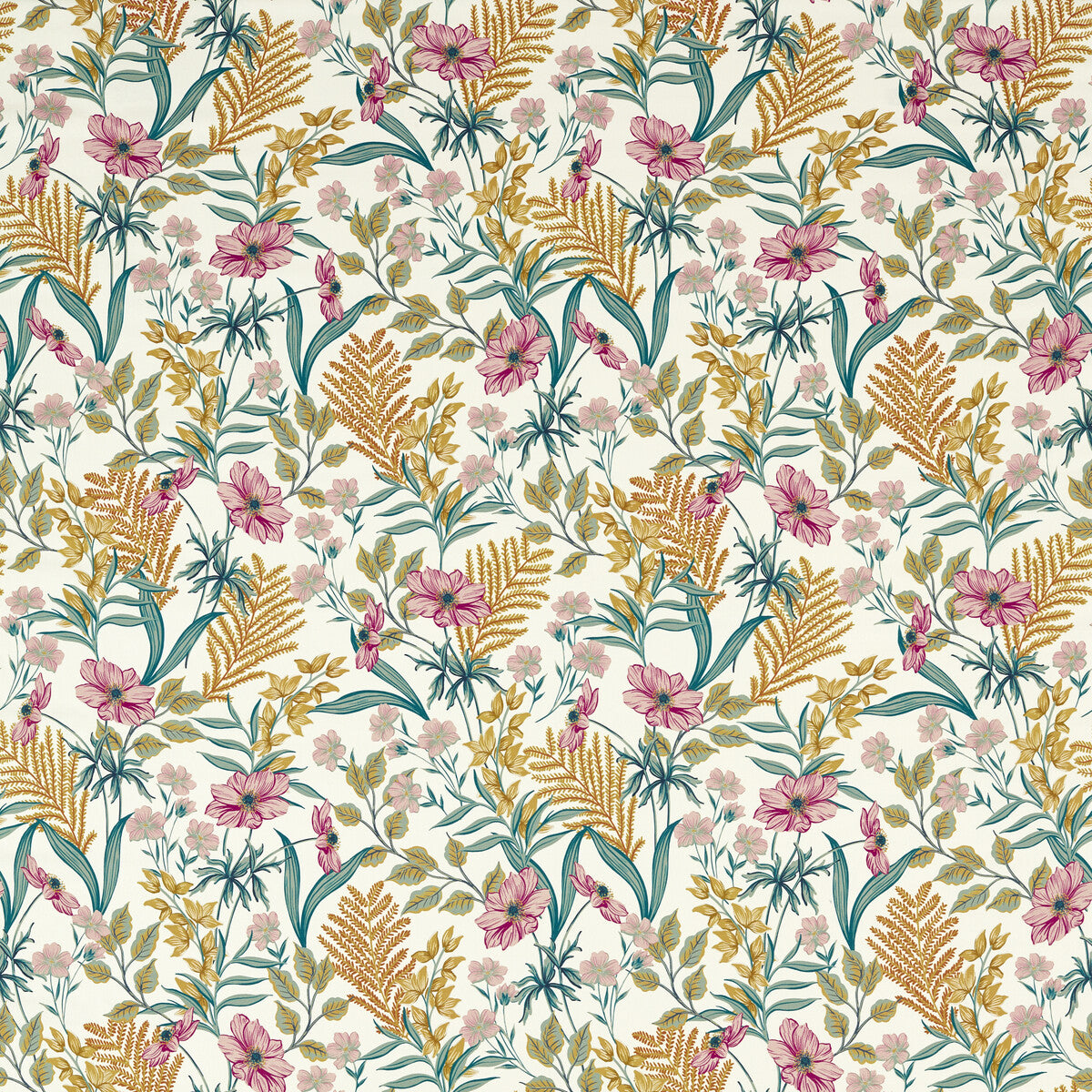Hazelbury fabric in summer color - pattern F1650/03.CAC.0 - by Clarke And Clarke in the Ferndene collection