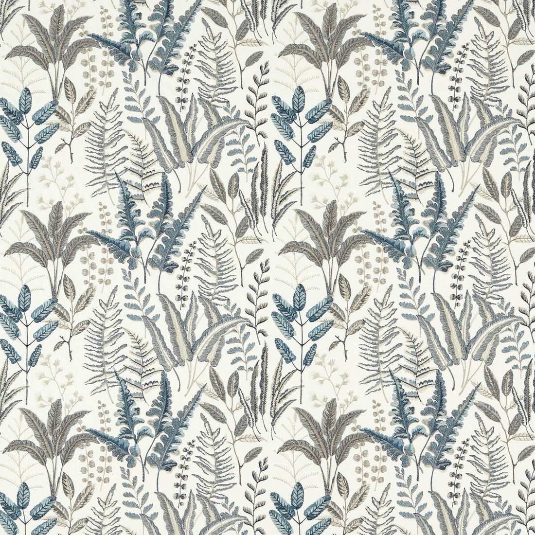 Bracken fabric in denim emb color - pattern F1654/01.CAC.0 - by Clarke And Clarke in the Clarke &amp; Clarke Marianne collection