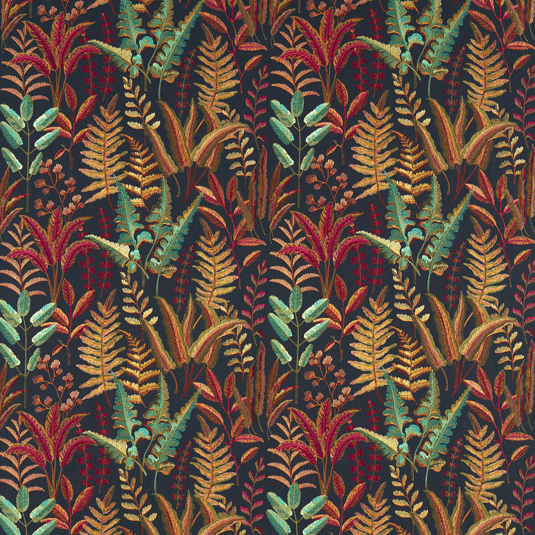 Bracken fabric in russet aqua emb color - pattern F1654/03.CAC.0 - by Clarke And Clarke in the Clarke &amp; Clarke Marianne collection