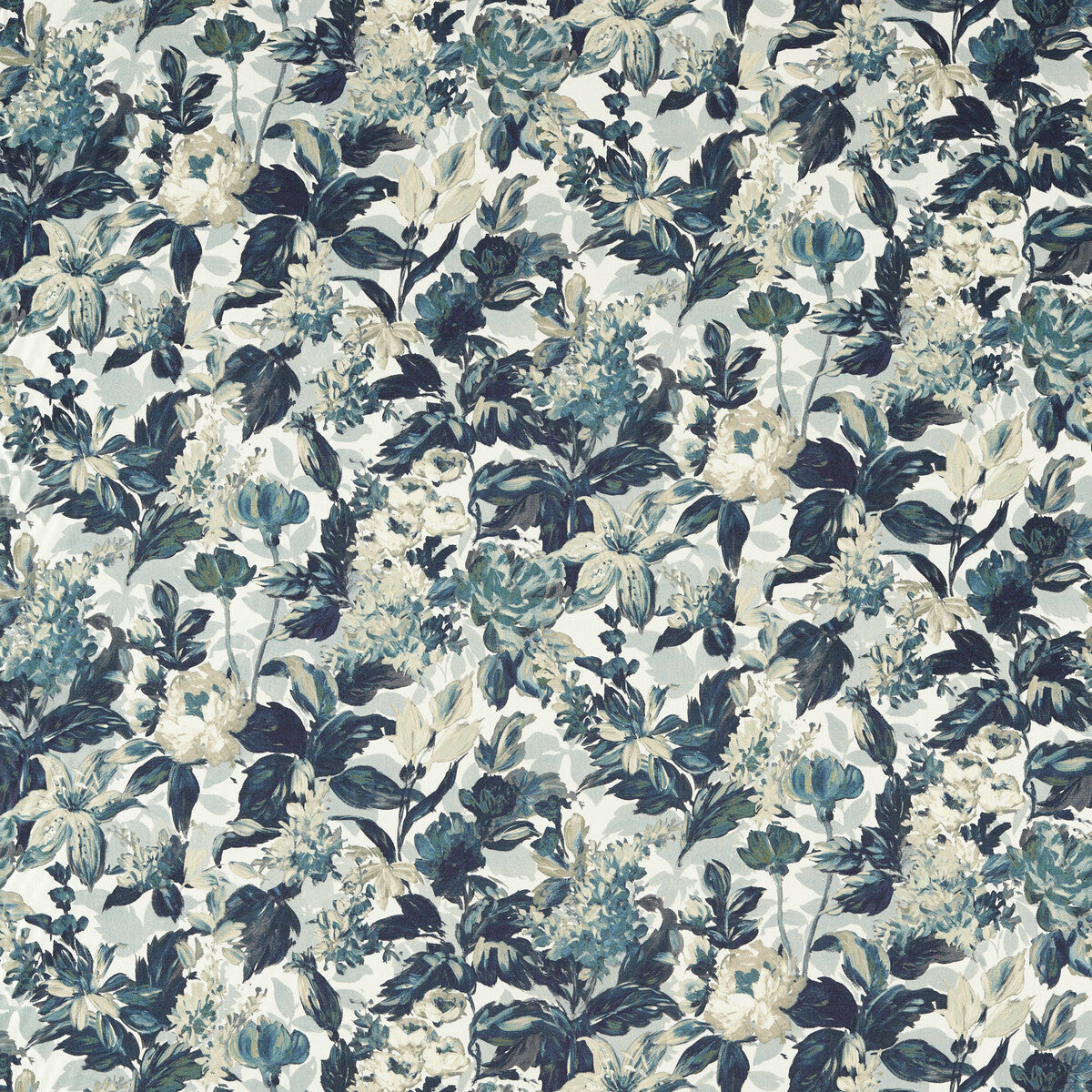 Lilum fabric in denim ivory color - pattern F1655/01.CAC.0 - by Clarke And Clarke in the Clarke & Clarke Marianne collection
