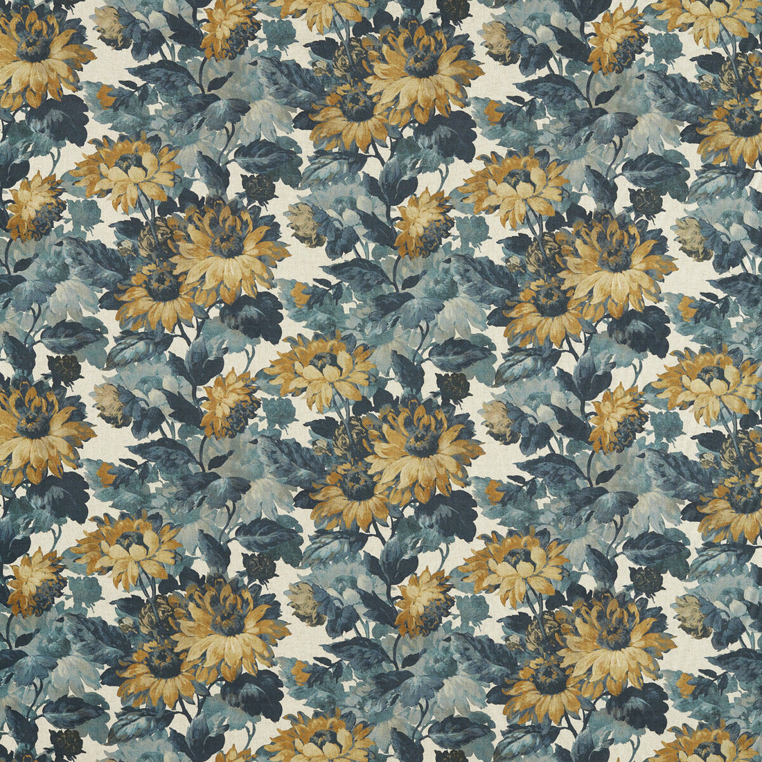 Sunforest fabric in denim linen color - pattern F1660/02.CAC.0 - by Clarke And Clarke in the Clarke &amp; Clarke Marianne collection