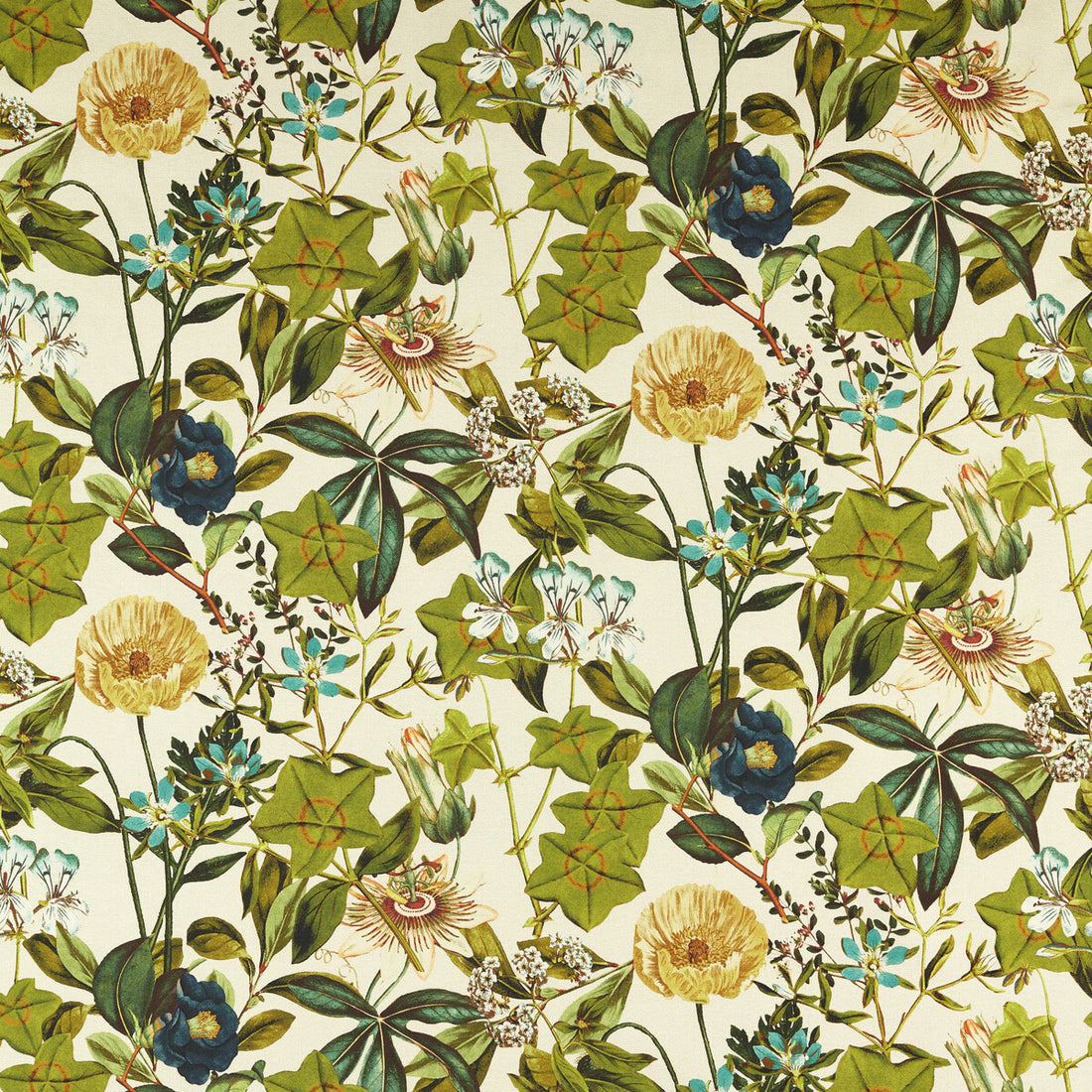 Passifloraoutdoor fabric in denim color - pattern F1672/01.CAC.0 - by Clarke And Clarke in the Clarke &amp; Clarke Alfresco collection