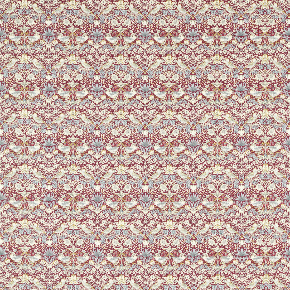 Strawberry Thief fabric in plum color - pattern F1678/03.CAC.0 - by Clarke And Clarke in the Clarke &amp; Clarke William Morris Designs collection
