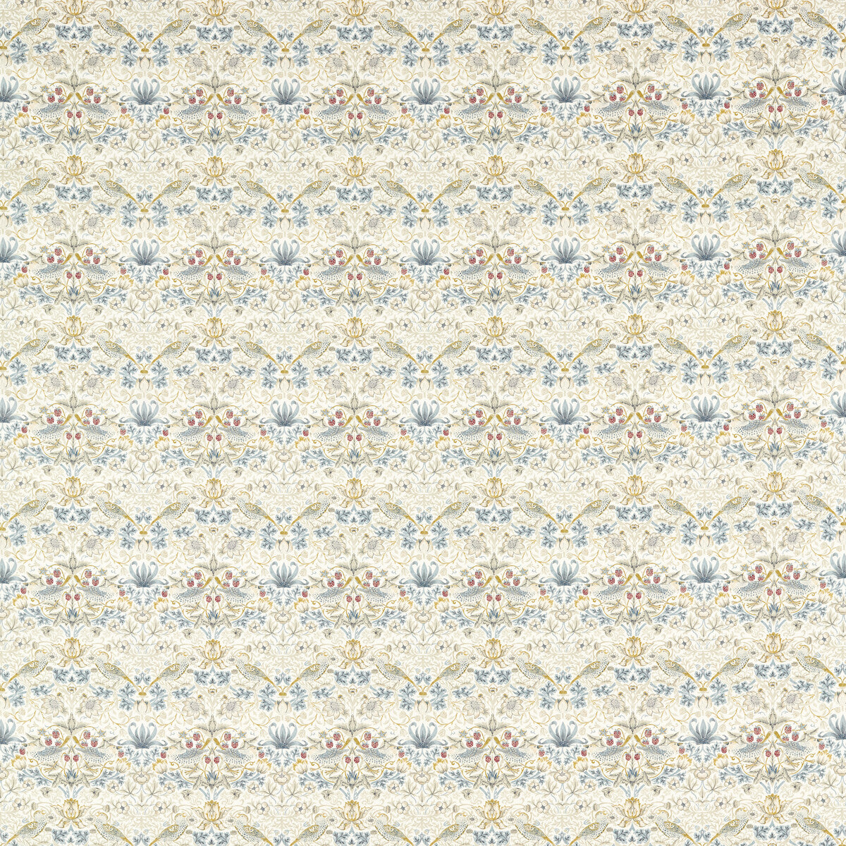 Strawberry Thief fabric in linen color - pattern F1678/04.CAC.0 - by Clarke And Clarke in the Clarke &amp; Clarke William Morris Designs collection