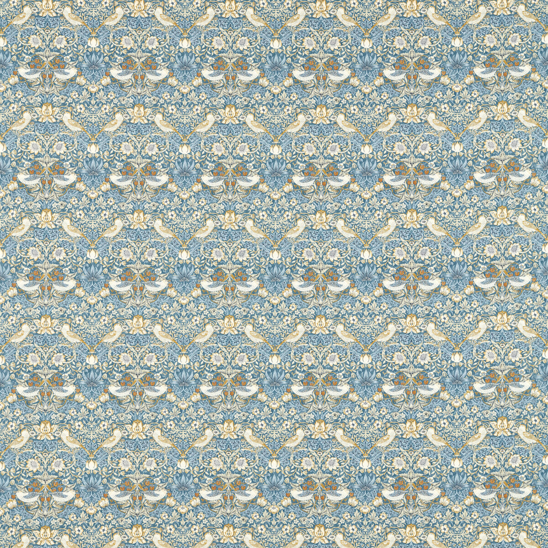 Strawberry Thief fabric in denim color - pattern F1678/06.CAC.0 - by Clarke And Clarke in the Clarke &amp; Clarke William Morris Designs collection