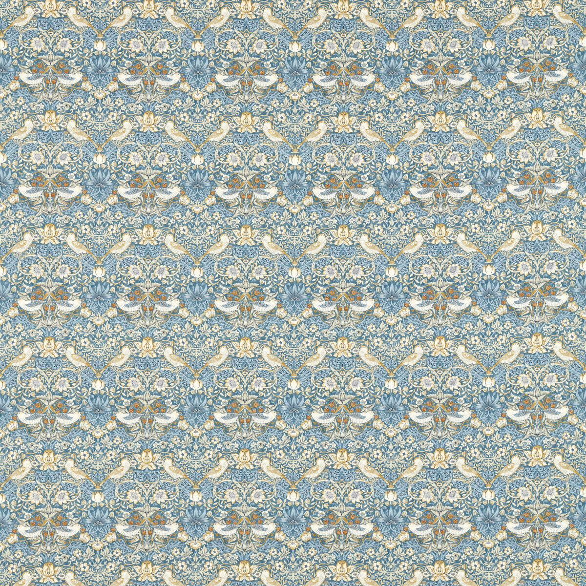 Strawberry Thief fabric in denim color - pattern F1678/06.CAC.0 - by Clarke And Clarke in the Clarke & Clarke William Morris Designs collection