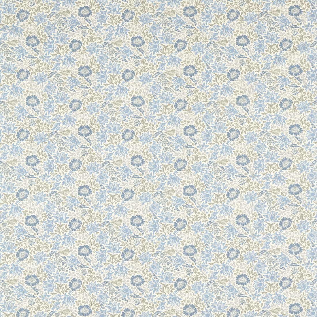 Mallow fabric in denim/ivory color - pattern F1680/03.CAC.0 - by Clarke And Clarke in the Clarke &amp; Clarke William Morris Designs collection