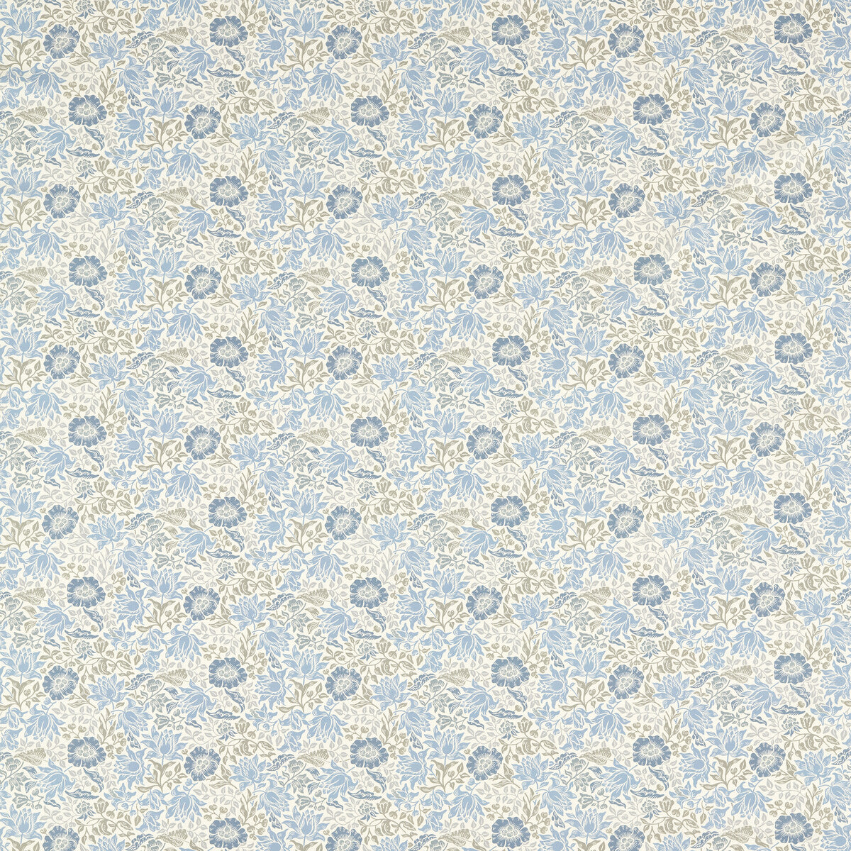 Mallow fabric in denim/ivory color - pattern F1680/03.CAC.0 - by Clarke And Clarke in the Clarke & Clarke William Morris Designs collection