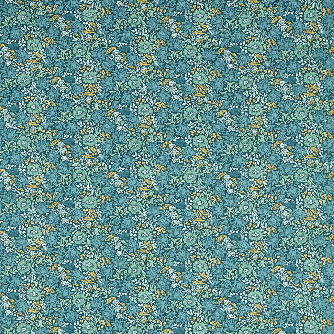 Mallow fabric in teal color - pattern F1680/04.CAC.0 - by Clarke And Clarke in the Clarke &amp; Clarke William Morris Designs collection