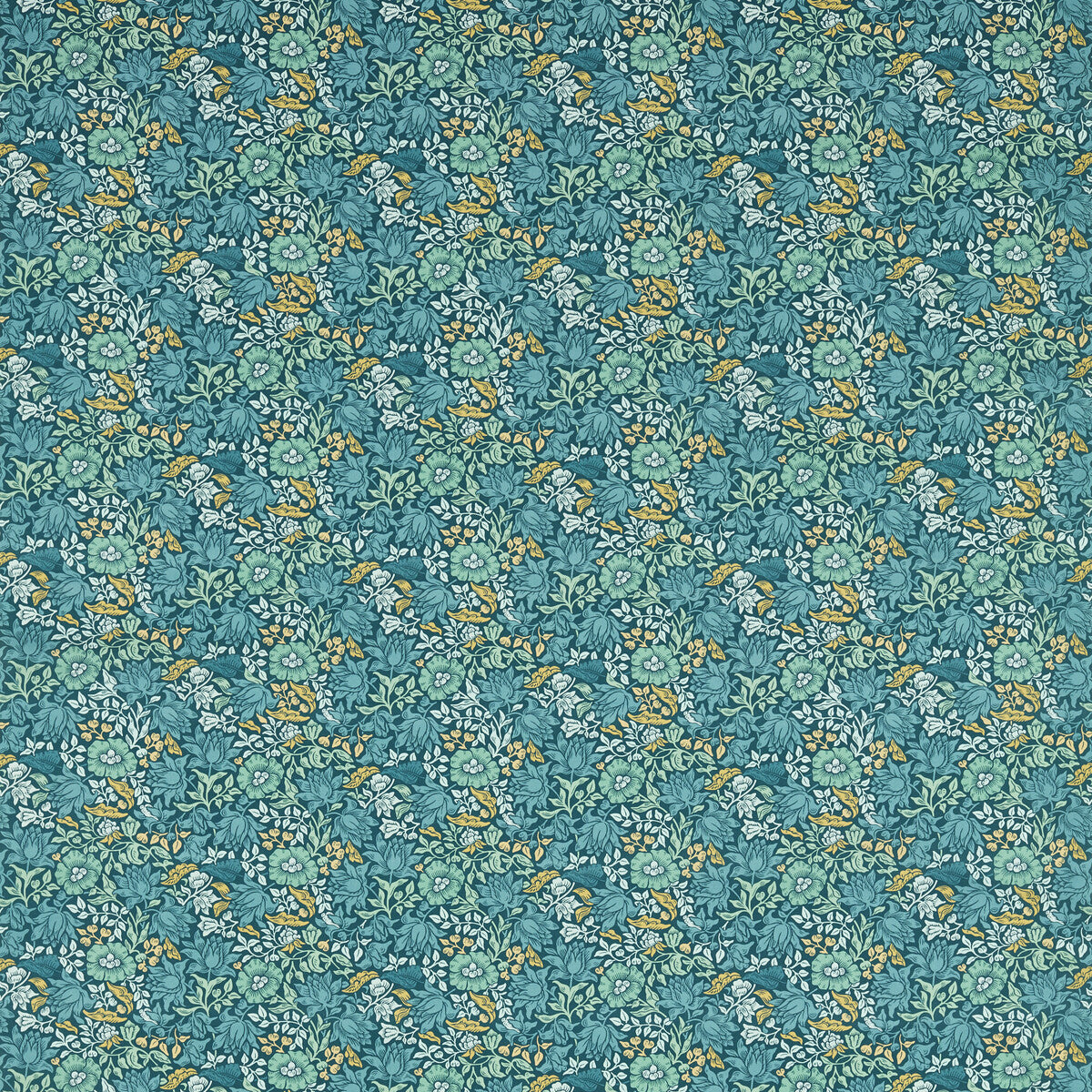 Mallow fabric in teal color - pattern F1680/04.CAC.0 - by Clarke And Clarke in the Clarke & Clarke William Morris Designs collection