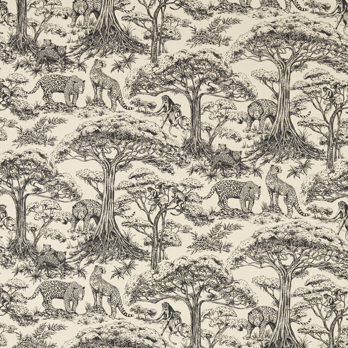 Kisumu fabric in noir/linen color - pattern F1710/04.CAC.0 - by Clarke And Clarke in the Breegan Jane Fabrics collection