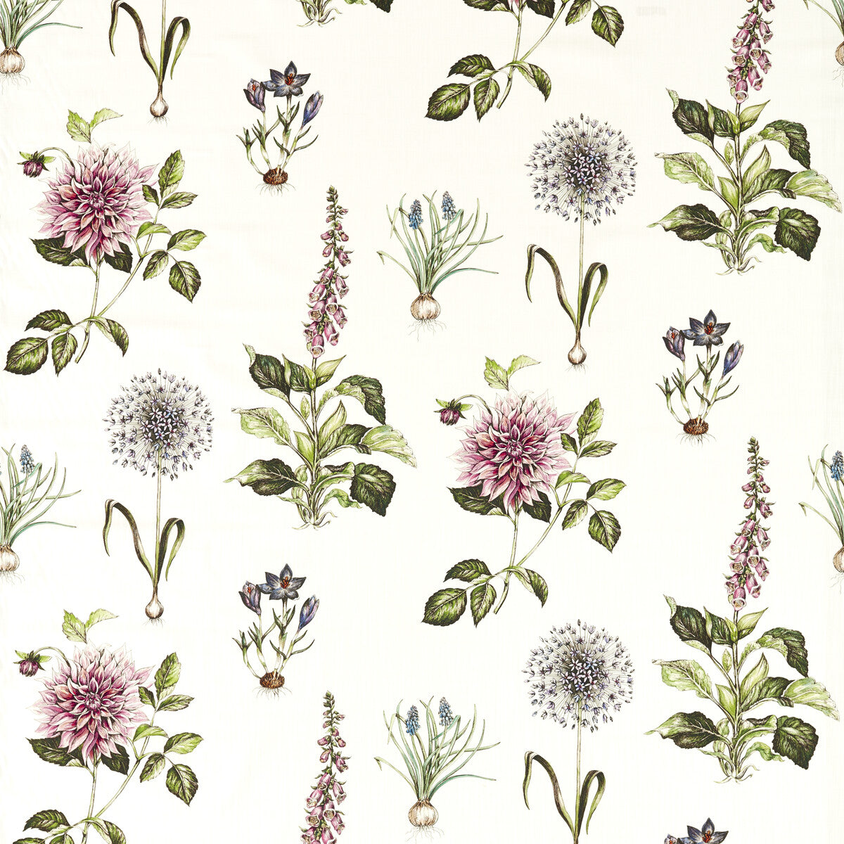 Roseraie fabric in summer color - pattern number F1738/06.CAC.0 - by Clarke And Clarke in the Clarke & Clarke Secret Garden collection