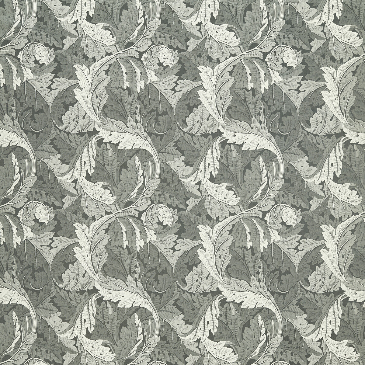 Acanthus Jacquard fabric in slate color - pattern number F1740/05.CAC.0 - by Clarke And Clarke in the Clarke & Clarke William Morris Weaves collection